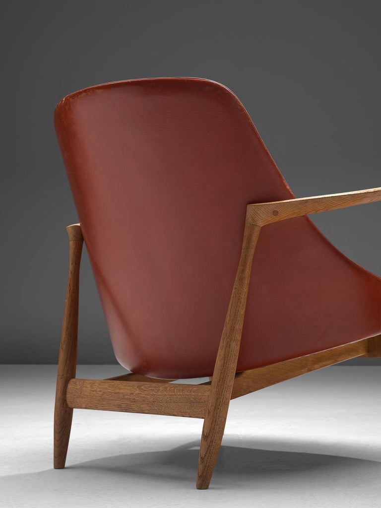 Ib Kofod-Larsen 'Elizabeth' Chairs with Ottoman in Original Aged Leather 4