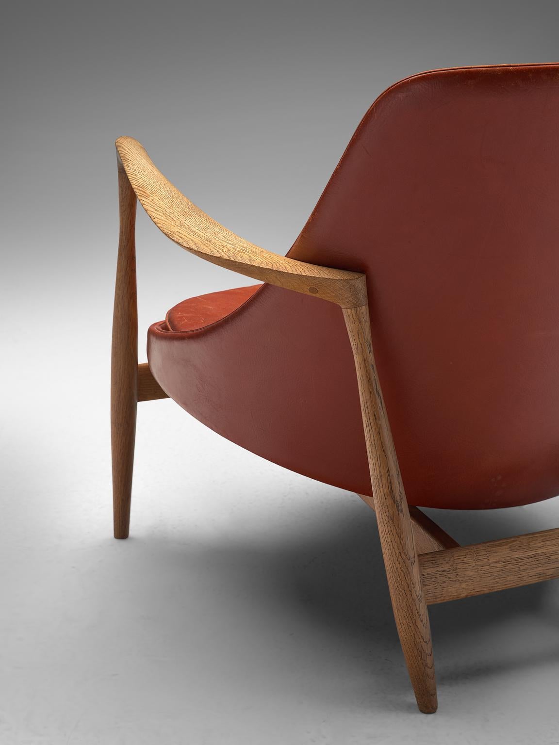Ib Kofod-Larsen 'Elizabeth' Chairs with Ottoman in Original Aged Leather 1