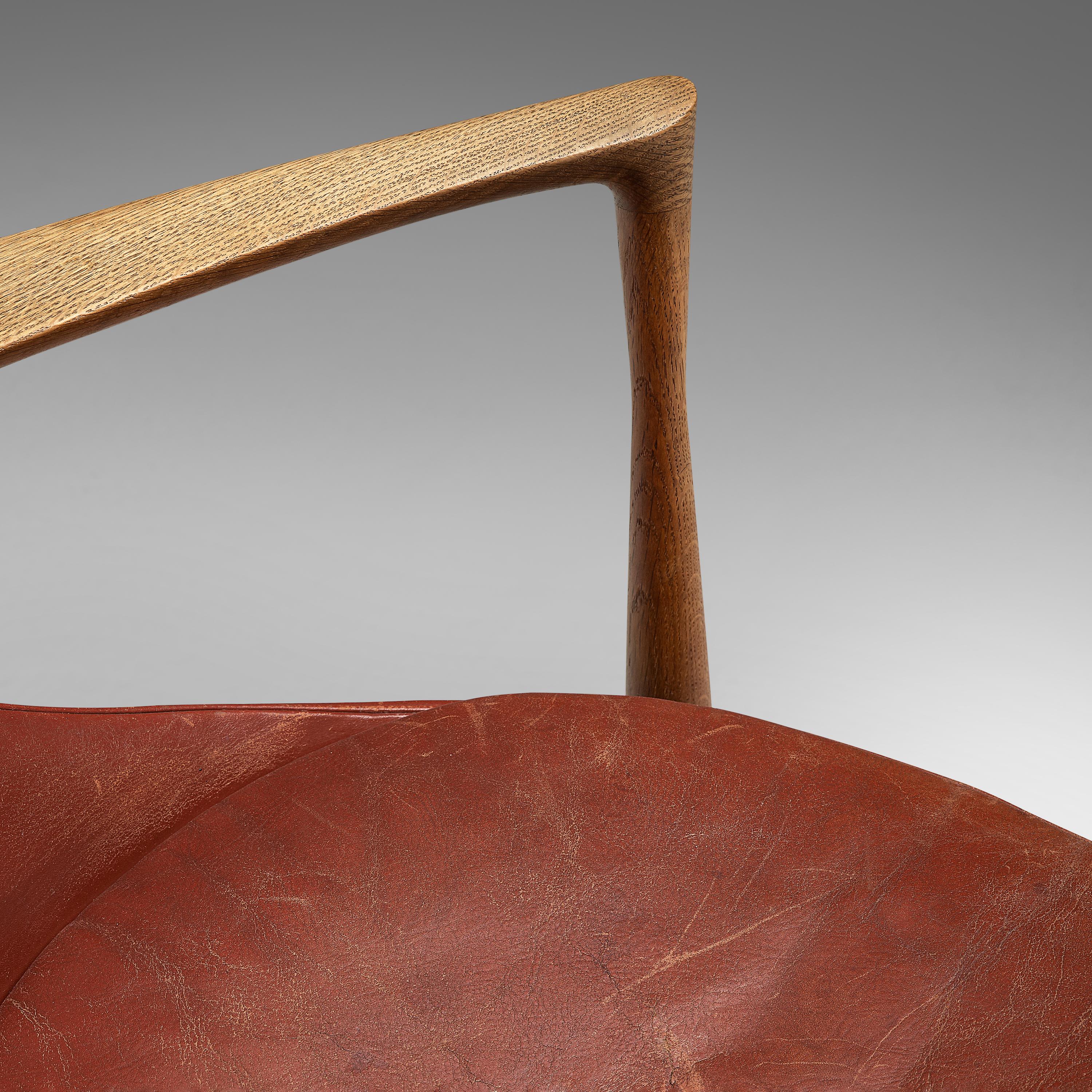 Ib Kofod-Larsen 'Elizabeth' Chairs with Ottoman in Original Aged Leather 3