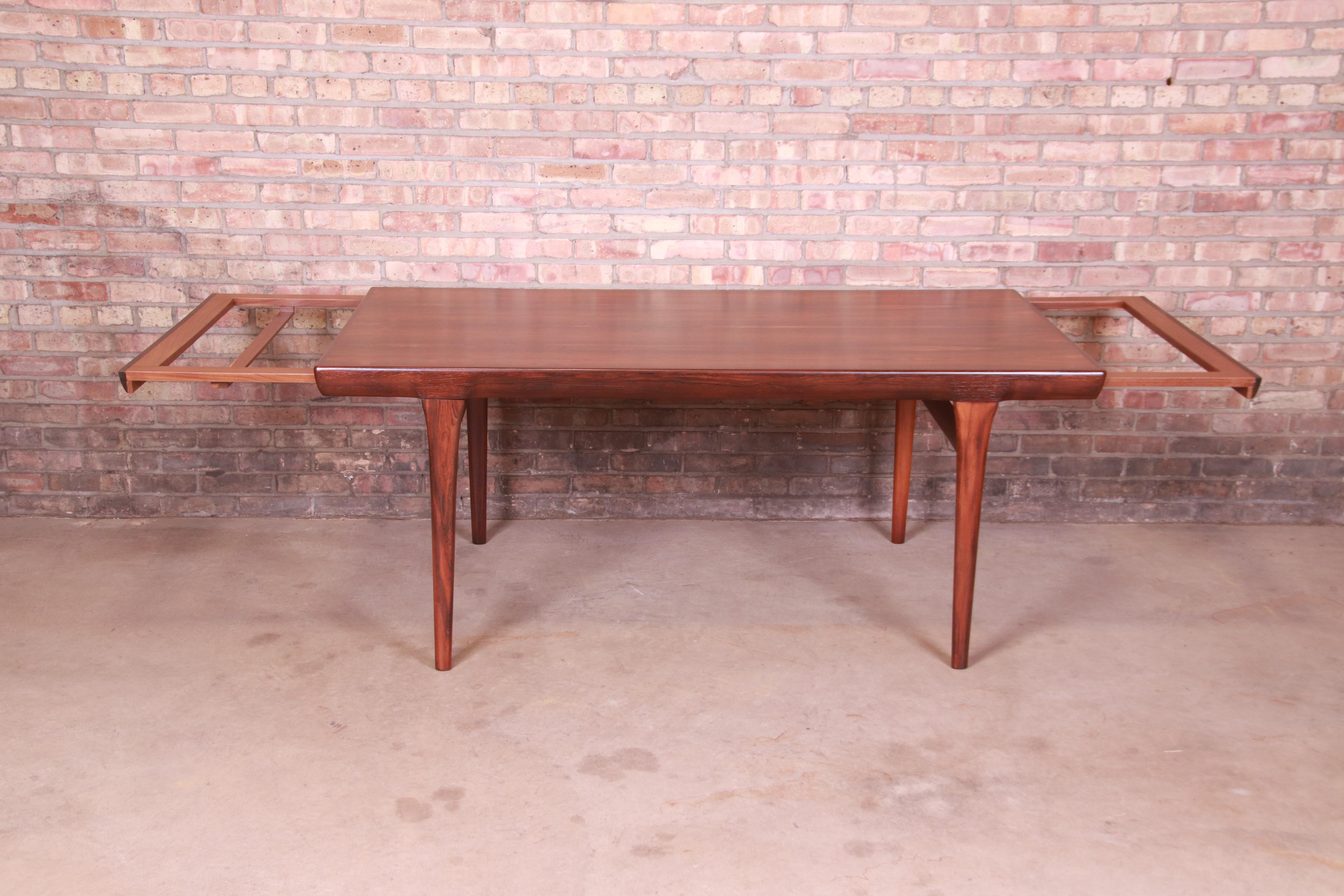 Ib Kofod-Larsen for Faarup Danish Modern Rosewood Dining Table, Newly Refinished For Sale 4