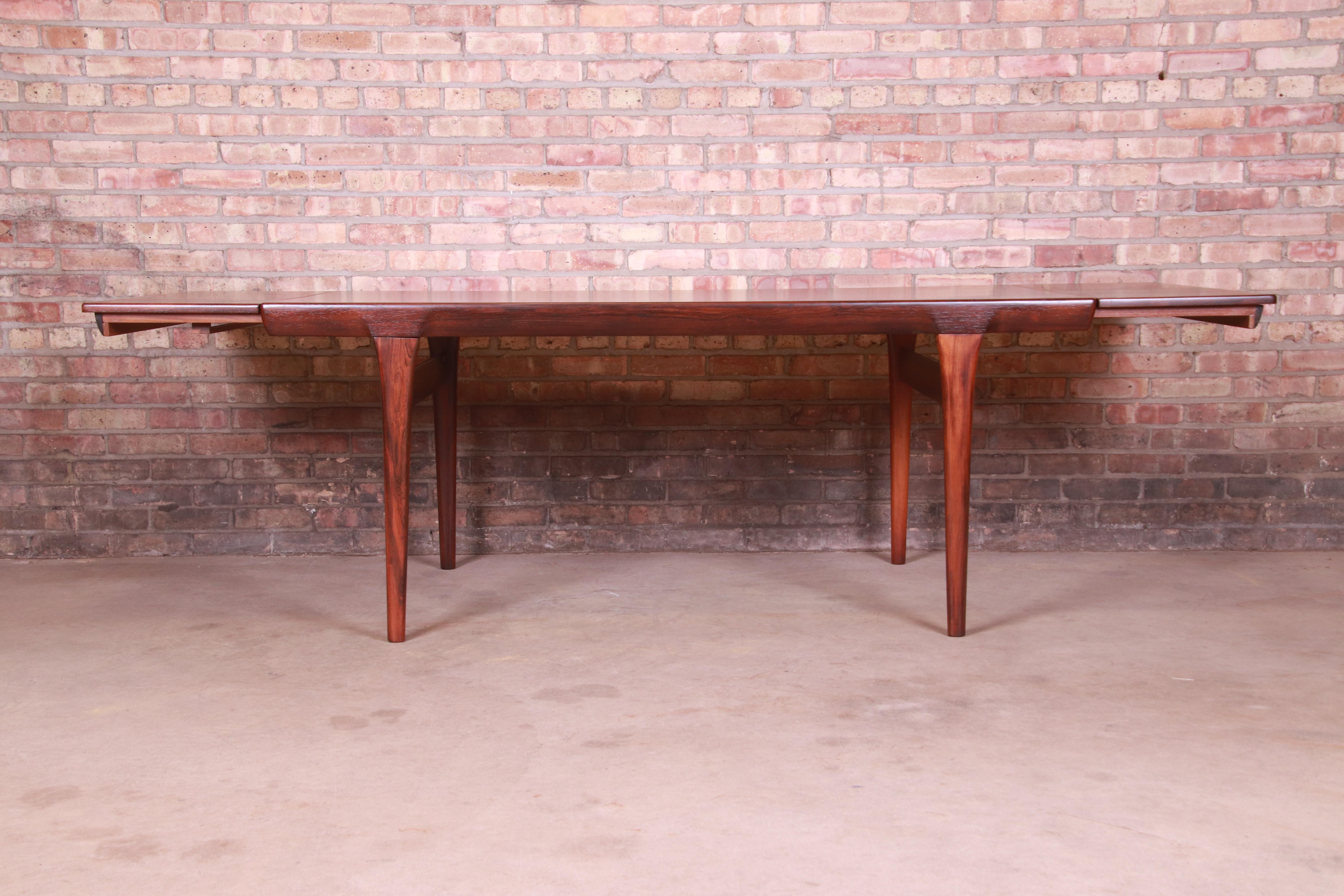 Ib Kofod-Larsen for Faarup Danish Modern Rosewood Dining Table, Newly Refinished For Sale 6