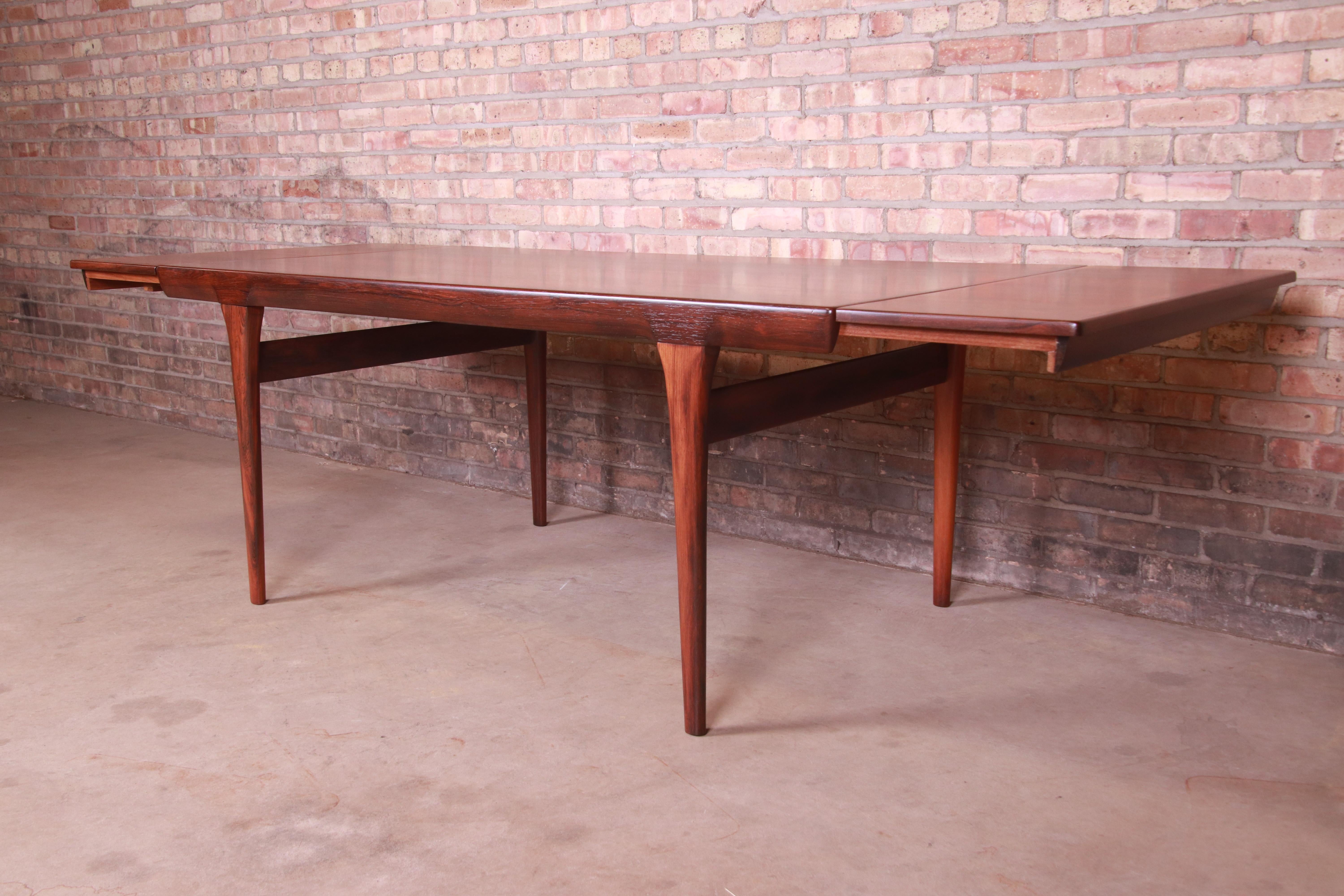 Ib Kofod-Larsen for Faarup Danish Modern Rosewood Dining Table, Newly Refinished For Sale 8