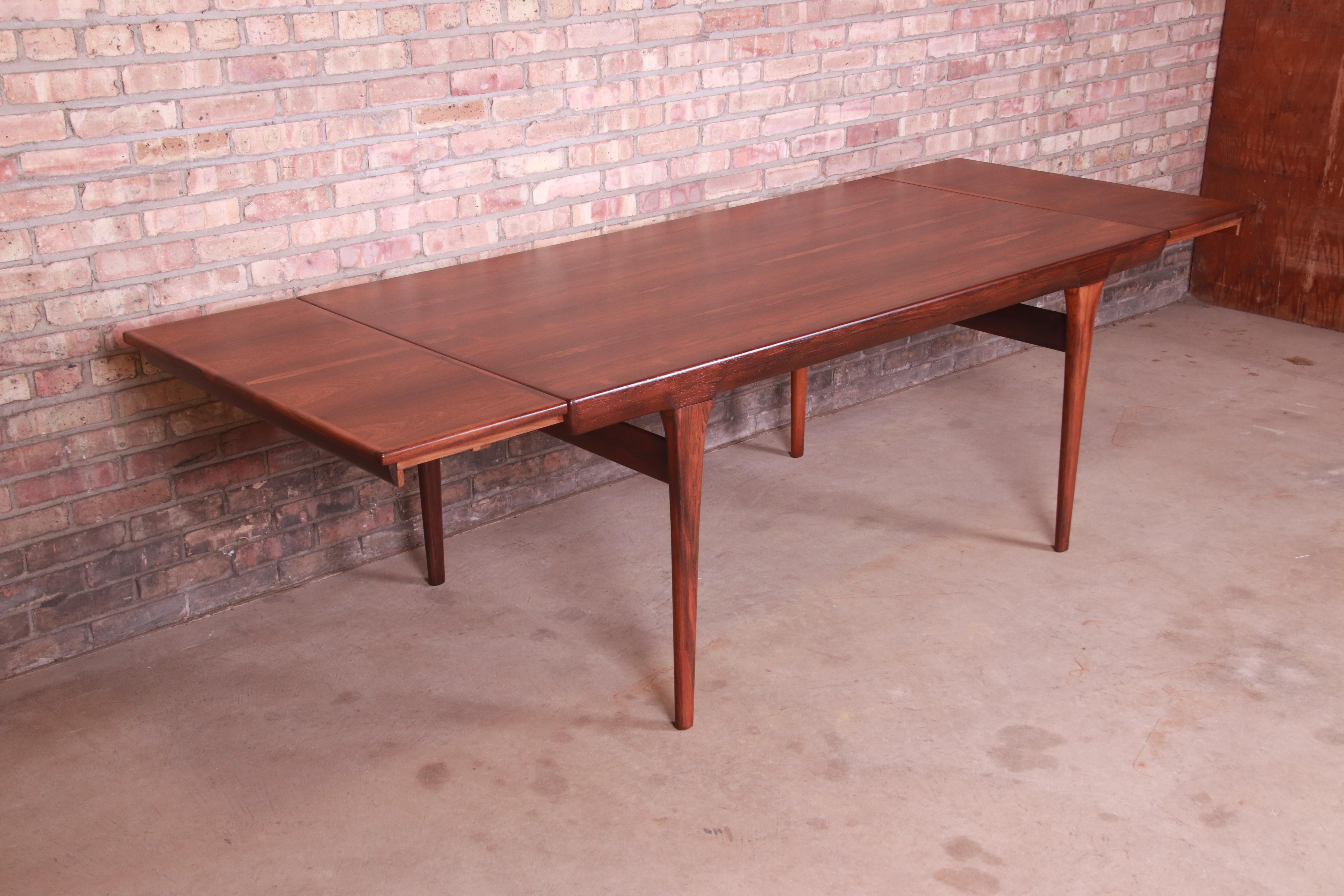 Ib Kofod-Larsen for Faarup Danish Modern Rosewood Dining Table, Newly Refinished For Sale 9