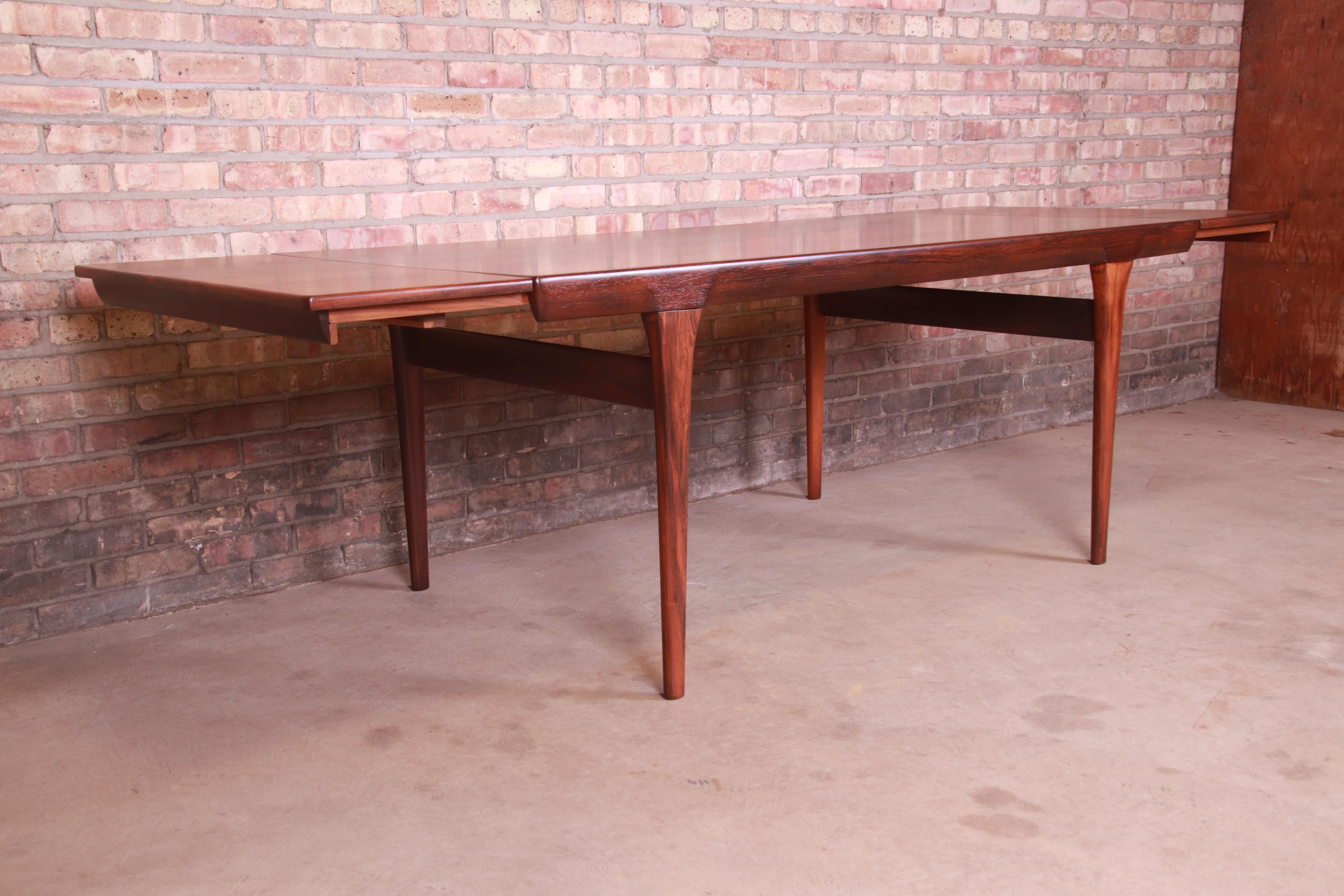 Ib Kofod-Larsen for Faarup Danish Modern Rosewood Dining Table, Newly Refinished For Sale 10