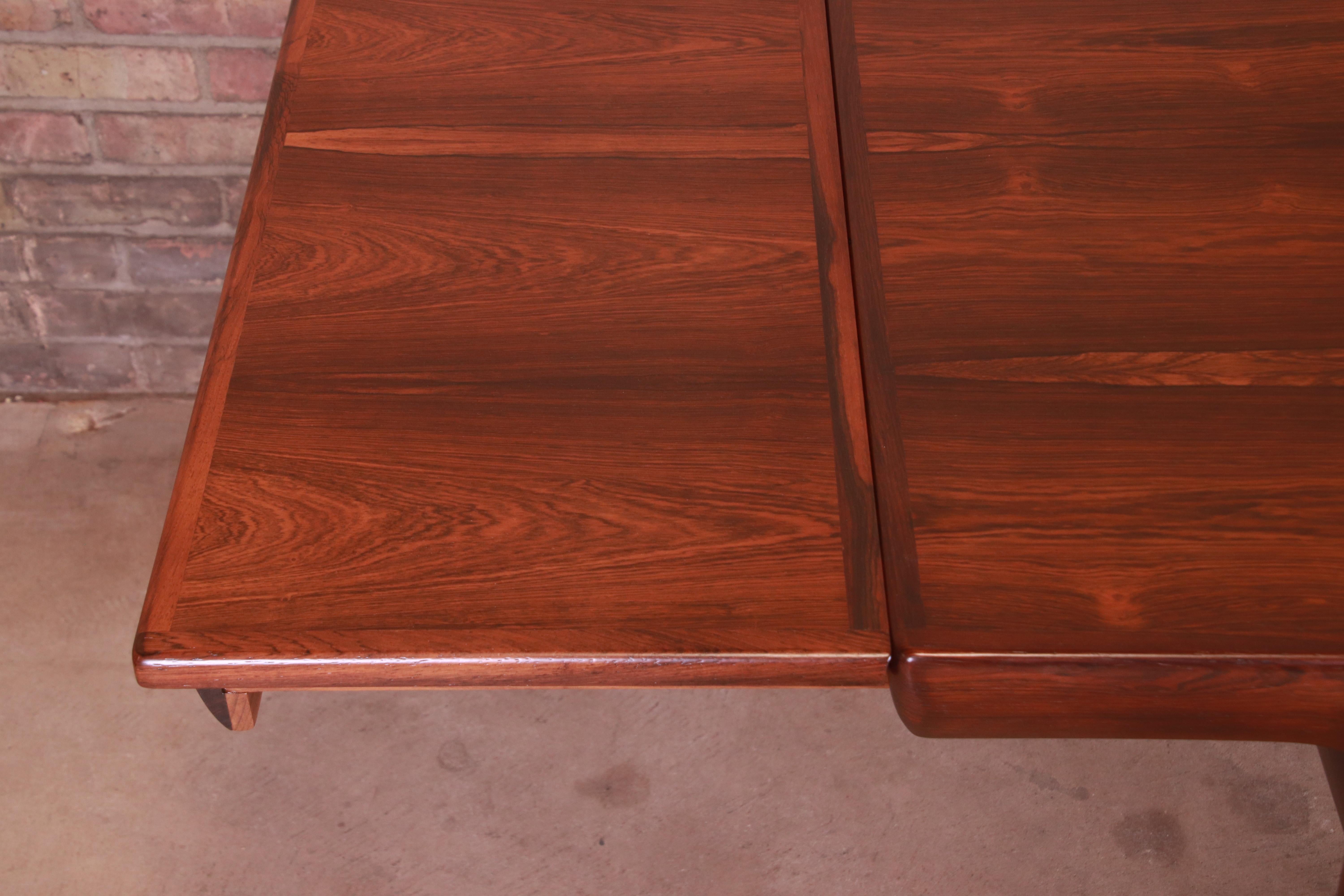 Ib Kofod-Larsen for Faarup Danish Modern Rosewood Dining Table, Newly Refinished For Sale 13