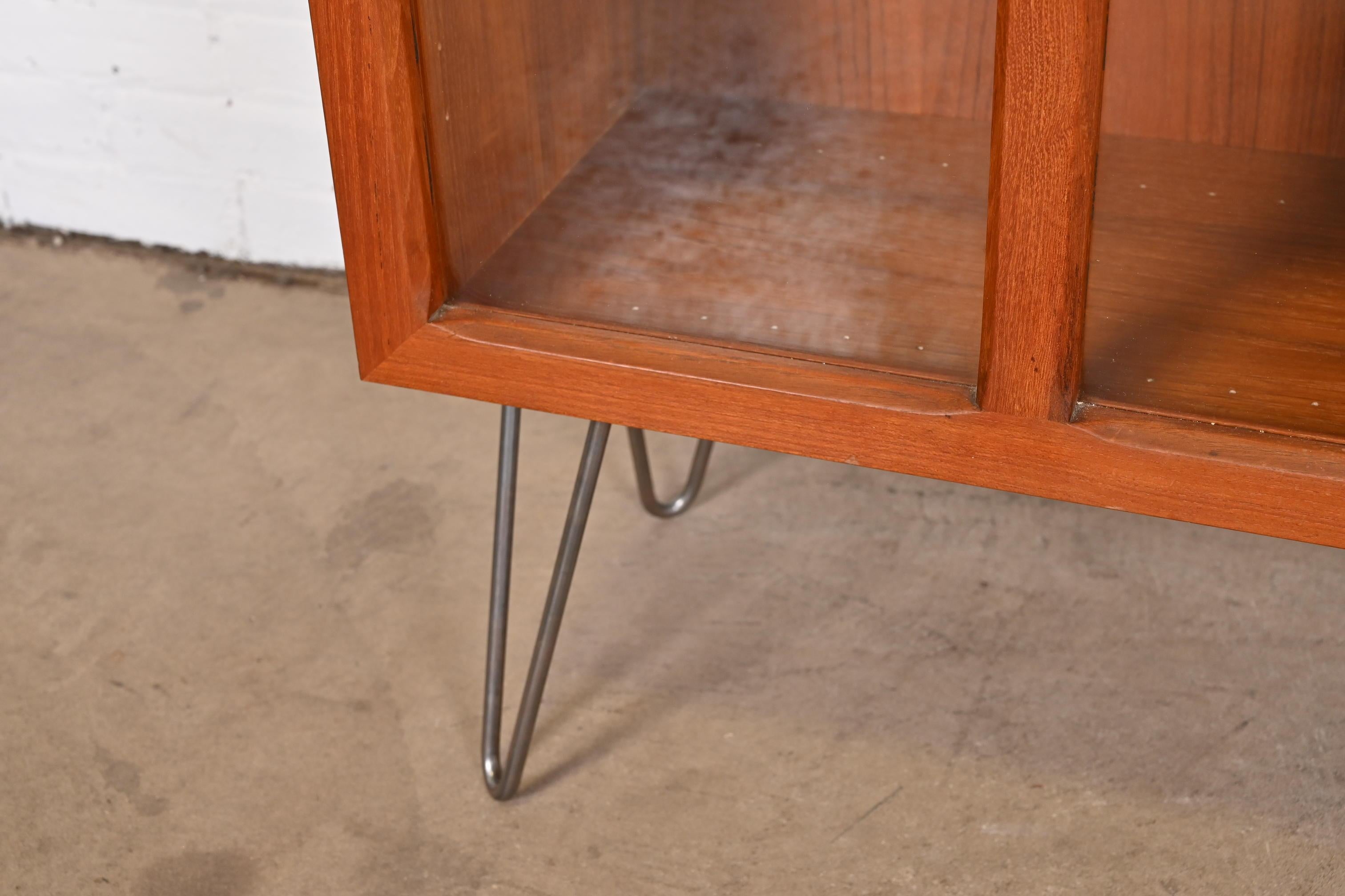 Ib Kofod-Larsen for Faarup Danish Modern Teak Bookcase on Hairpin Legs, 1960s 3