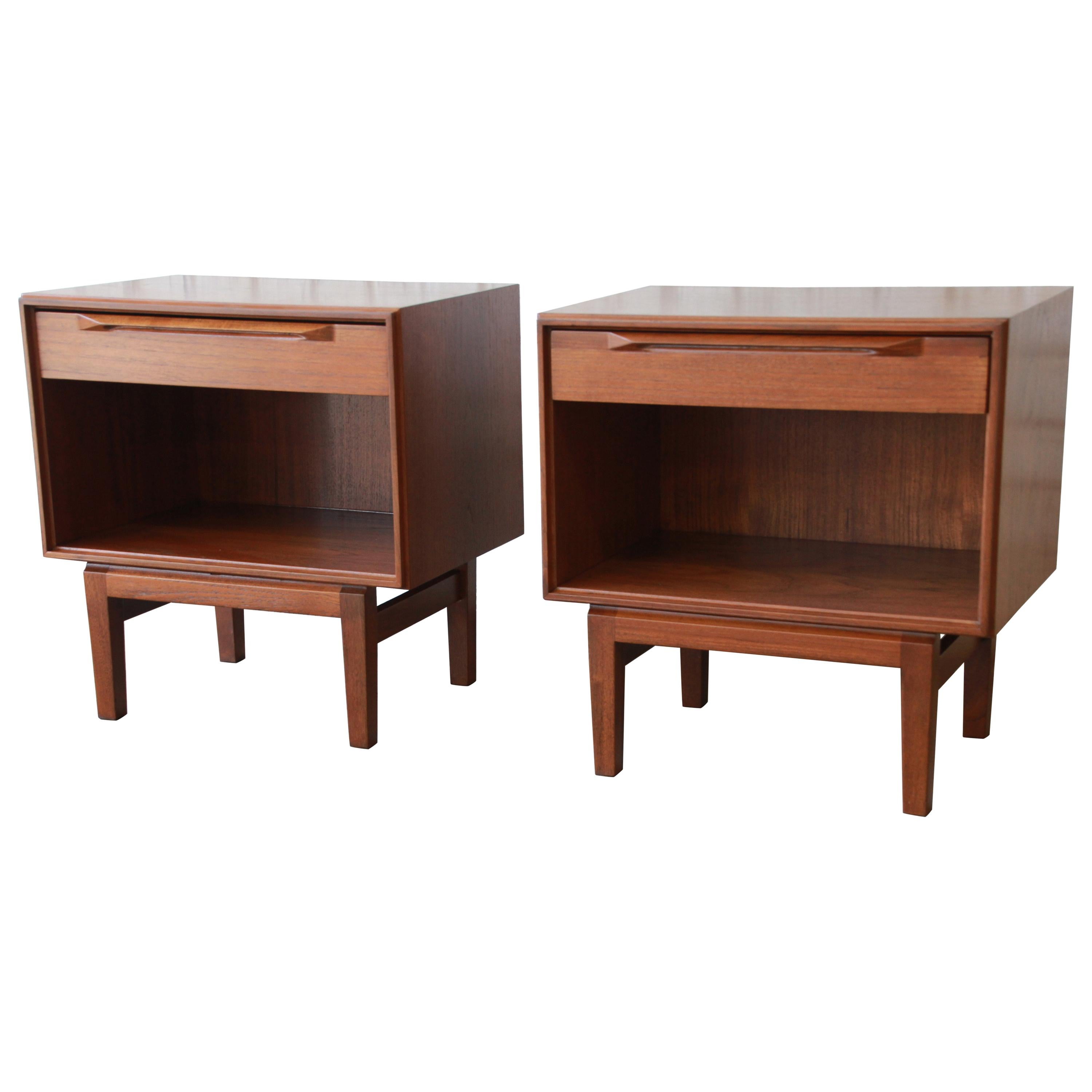 Ib Kofod-Larsen for Fredericia Danish Modern Teak Nightstands, Pair