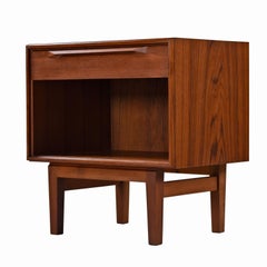 Ib Kofod-Larsen for Fredericia Moblefabrik Teak Nightstand End Table Set