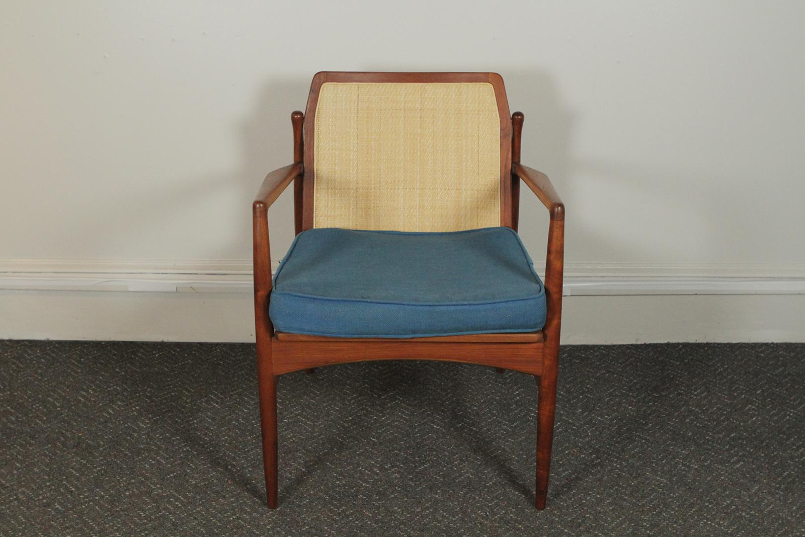 Ib Kofod-Larsen for Selig cane back armchair with original seat cushion. 

Dimensions: 23” W x 24.5 D x 30