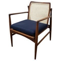 Ib Kofod-Larsen for Selig Cane Back Walnut Armchair