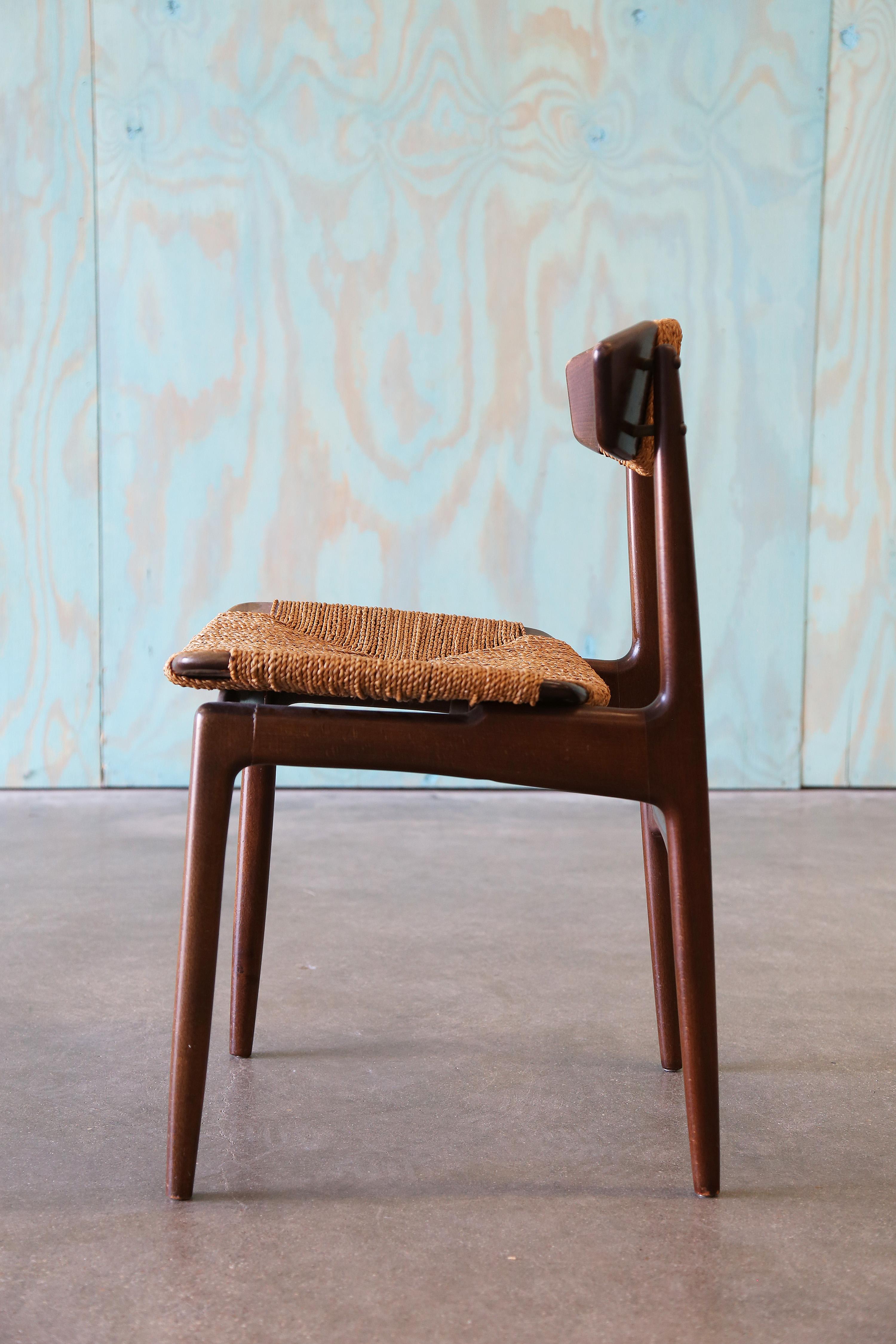 Ib Kofod Larsen for Selig Danish Seagrass and Beech Dining Chairs MCM For Sale 5