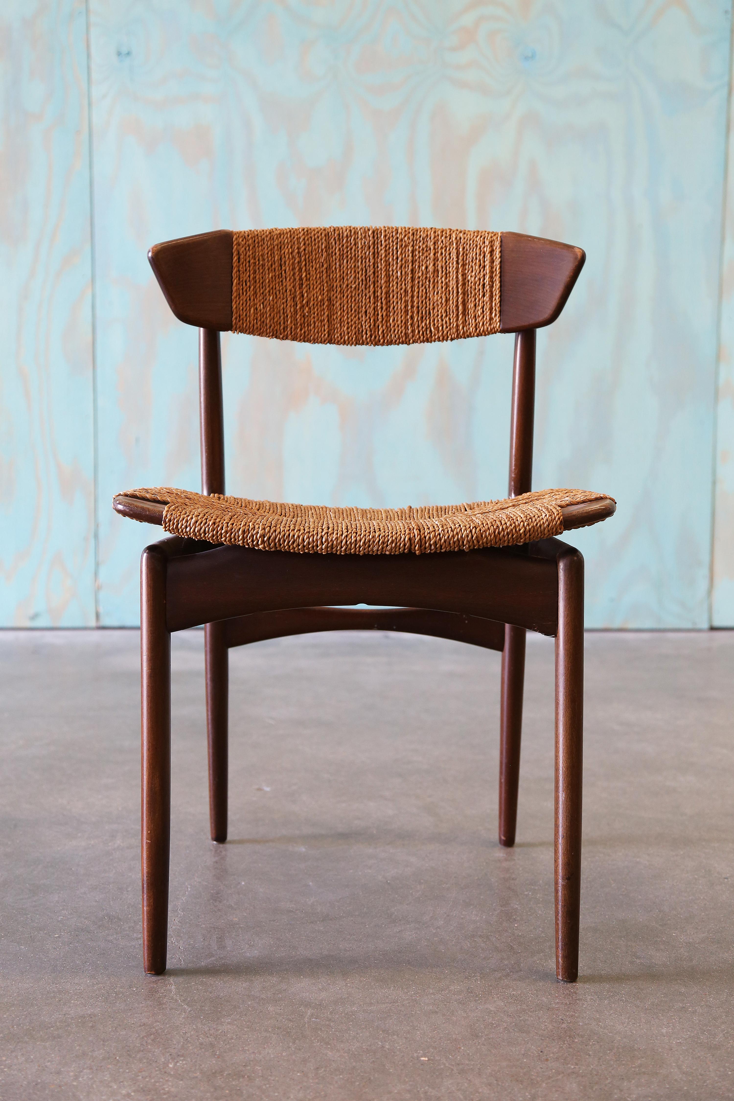Ib Kofod Larsen for Selig Danish Seagrass and Beech Dining Chairs MCM For Sale 6