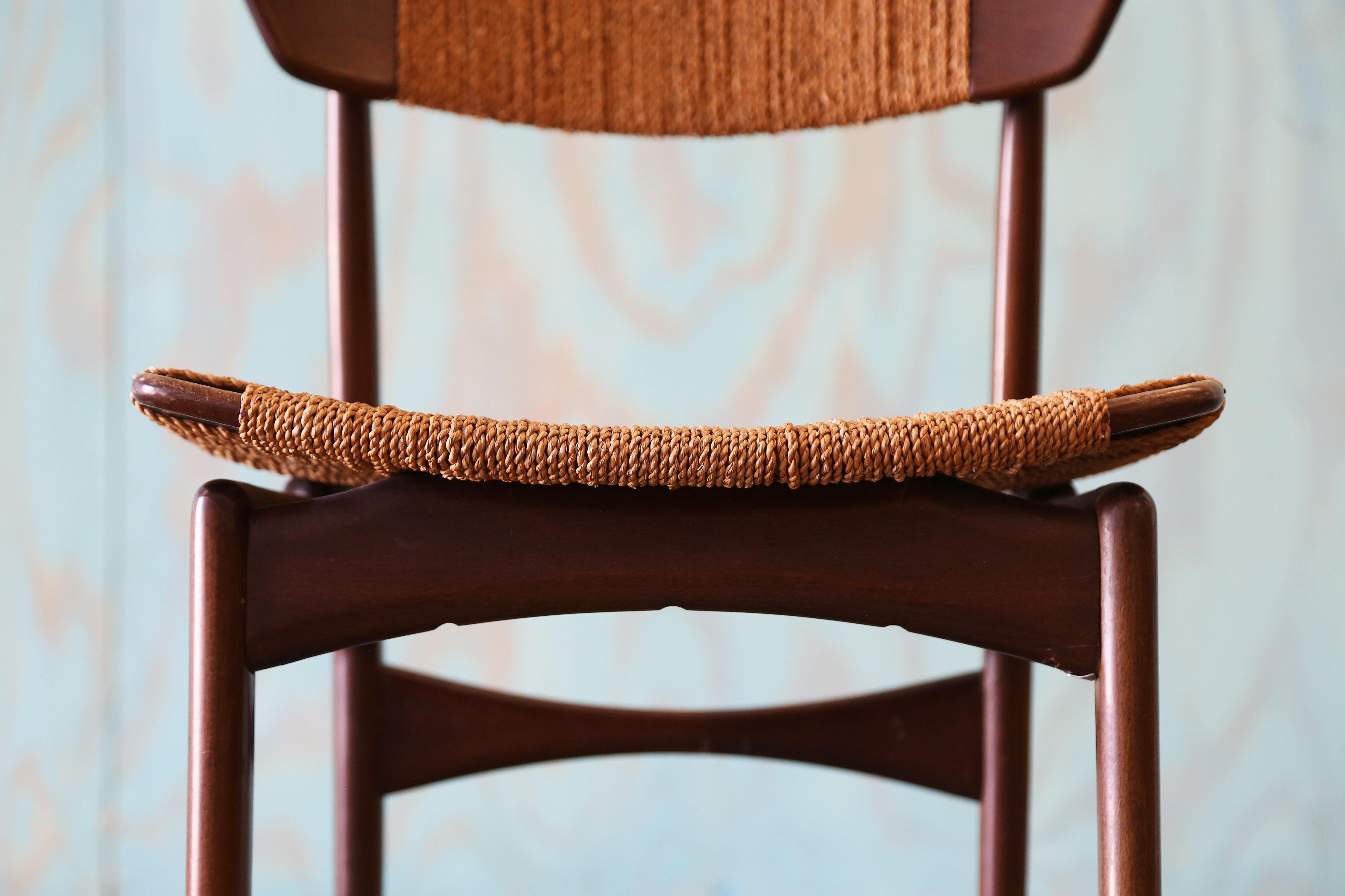 Ib Kofod Larsen for Selig Danish Seagrass and Beech Dining Chairs MCM For Sale 7