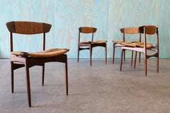Ib Kofod Larsen for Selig Danish Seagrass and Beech Dining Chairs MCM