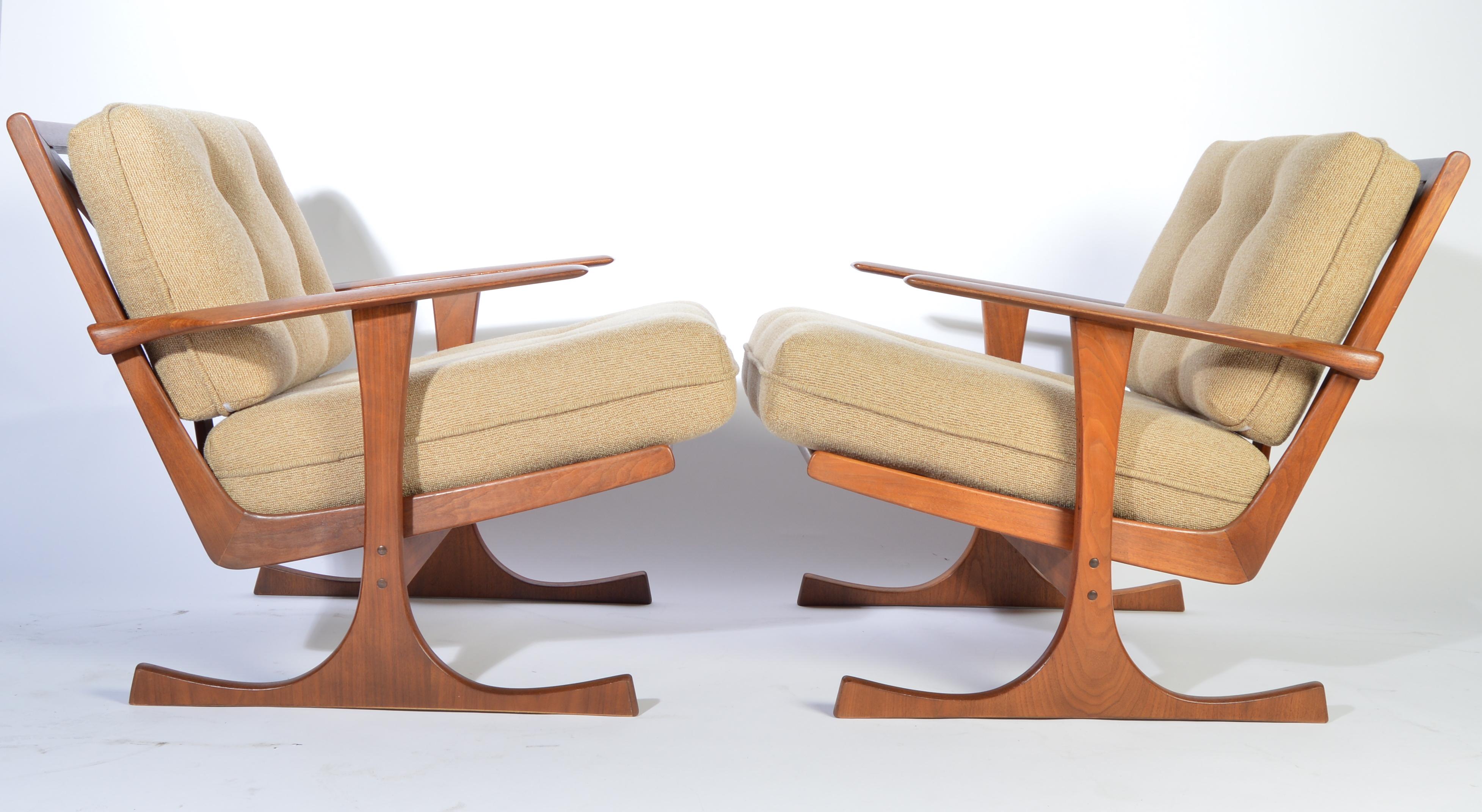 Danish Ib Kofod-Larsen for Selig Denmark Lounge Chairs in Teak