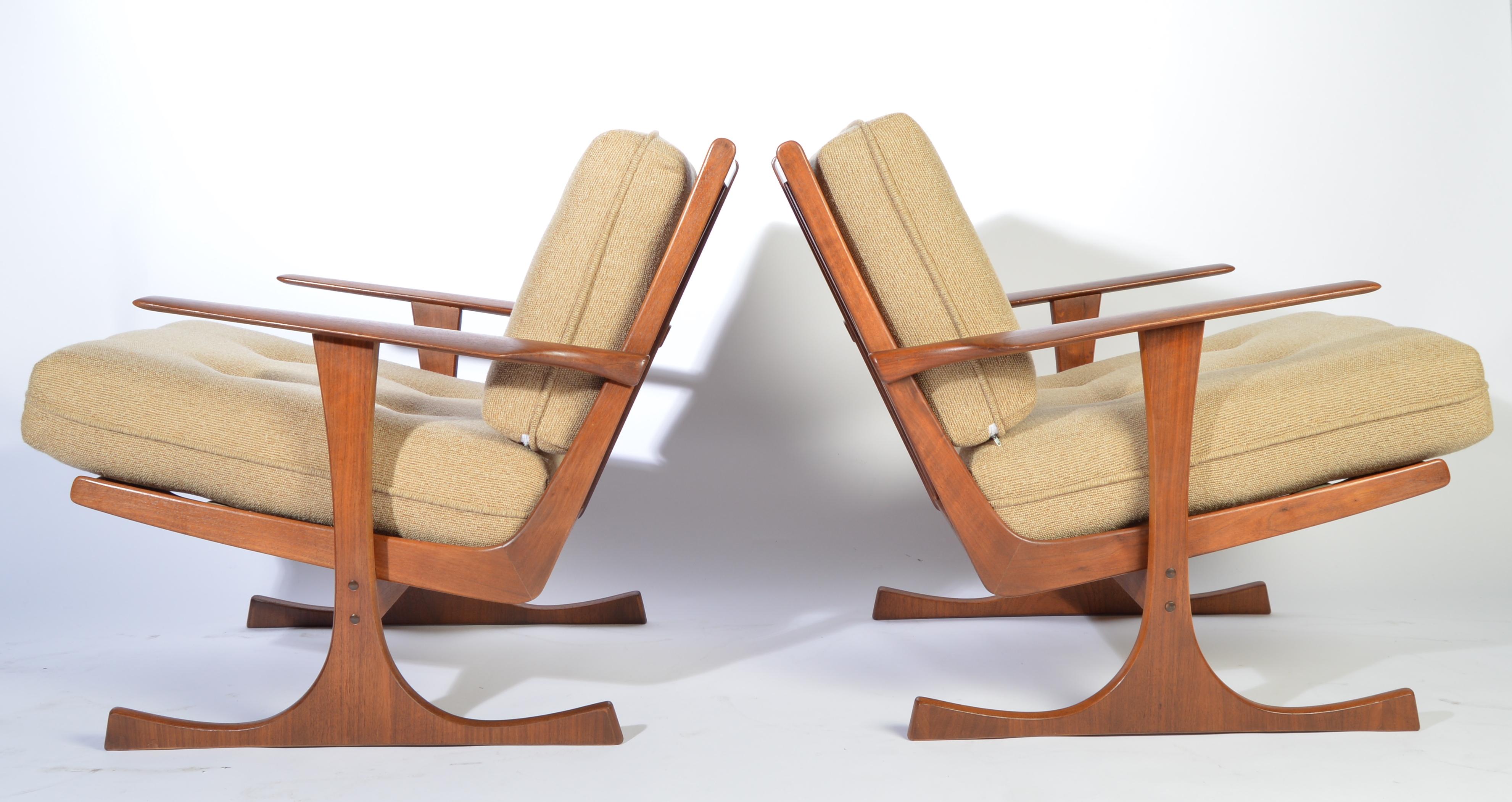 Mid-20th Century Ib Kofod-Larsen for Selig Denmark Lounge Chairs in Teak