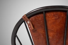 Ib Kofod-Larsen for Selig Ebonized Hoop Chair, Peacock Chair w/ Patinaed Leather