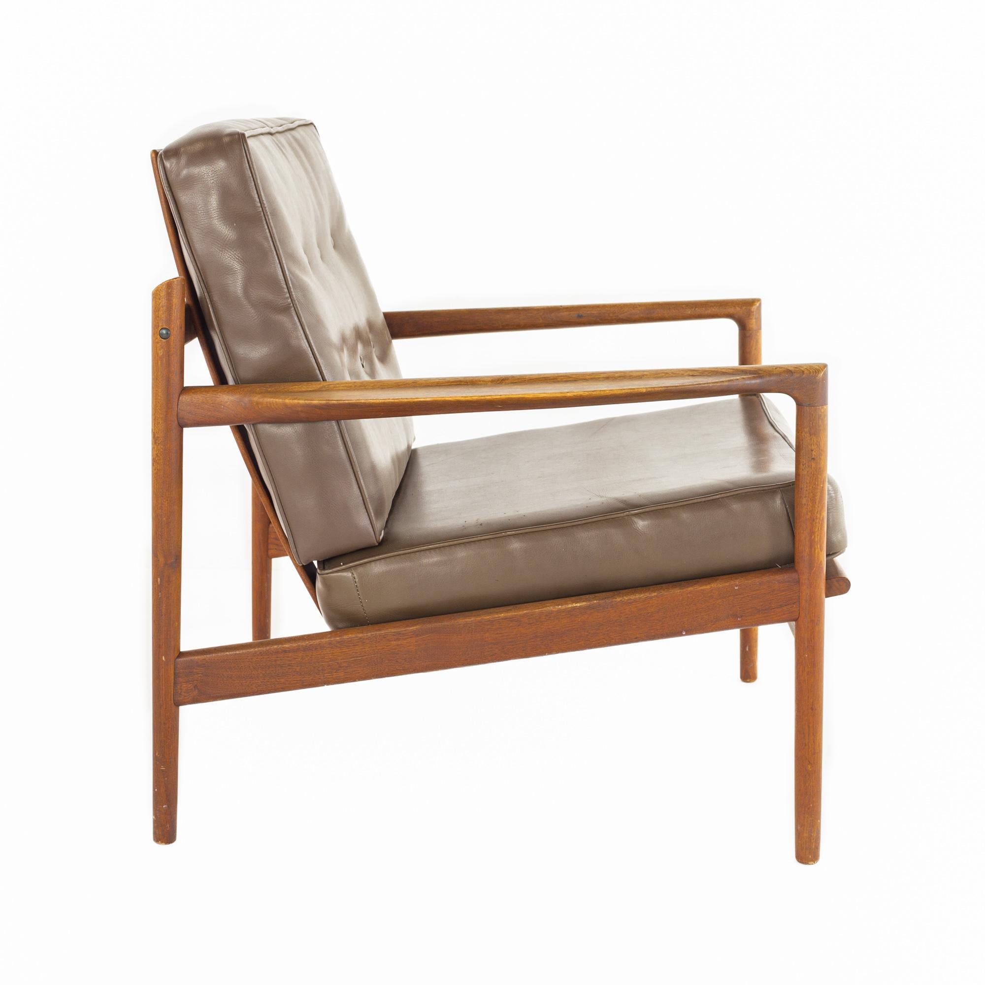 SOLD 03/13/23 Ib Kofod Larsen for Selig Mid-Century Walnut Lounge Chairs, a Pair For Sale 3