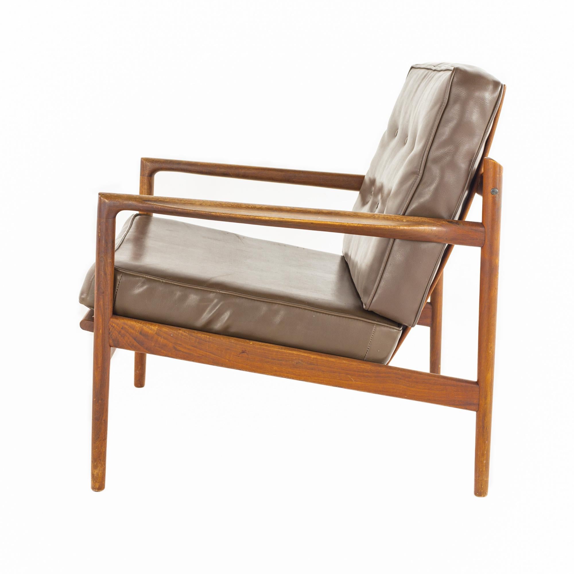 SOLD 03/13/23 Ib Kofod Larsen for Selig Mid-Century Walnut Lounge Chairs, a Pair For Sale 4