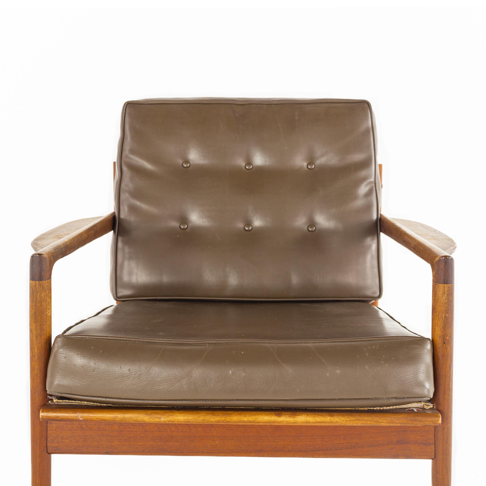 SOLD 03/13/23 Ib Kofod Larsen for Selig Mid-Century Walnut Lounge Chairs, a Pair For Sale 5