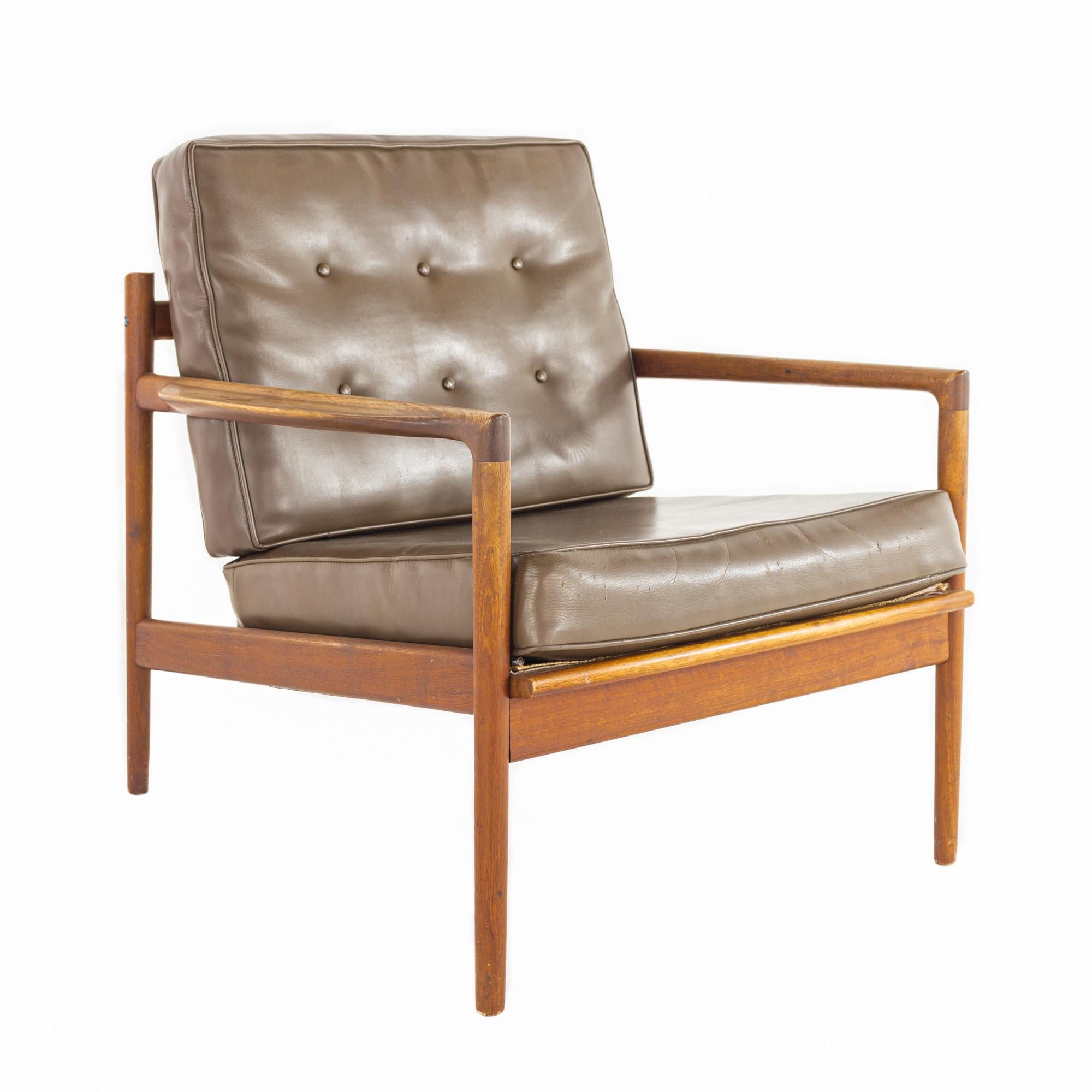 Danish SOLD 03/13/23 Ib Kofod Larsen for Selig Mid-Century Walnut Lounge Chairs, a Pair For Sale