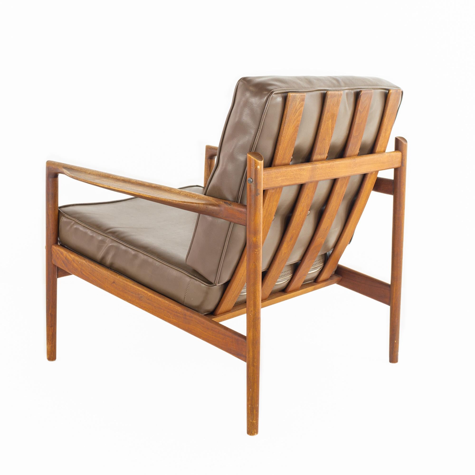 SOLD 03/13/23 Ib Kofod Larsen for Selig Mid-Century Walnut Lounge Chairs, a Pair For Sale 2
