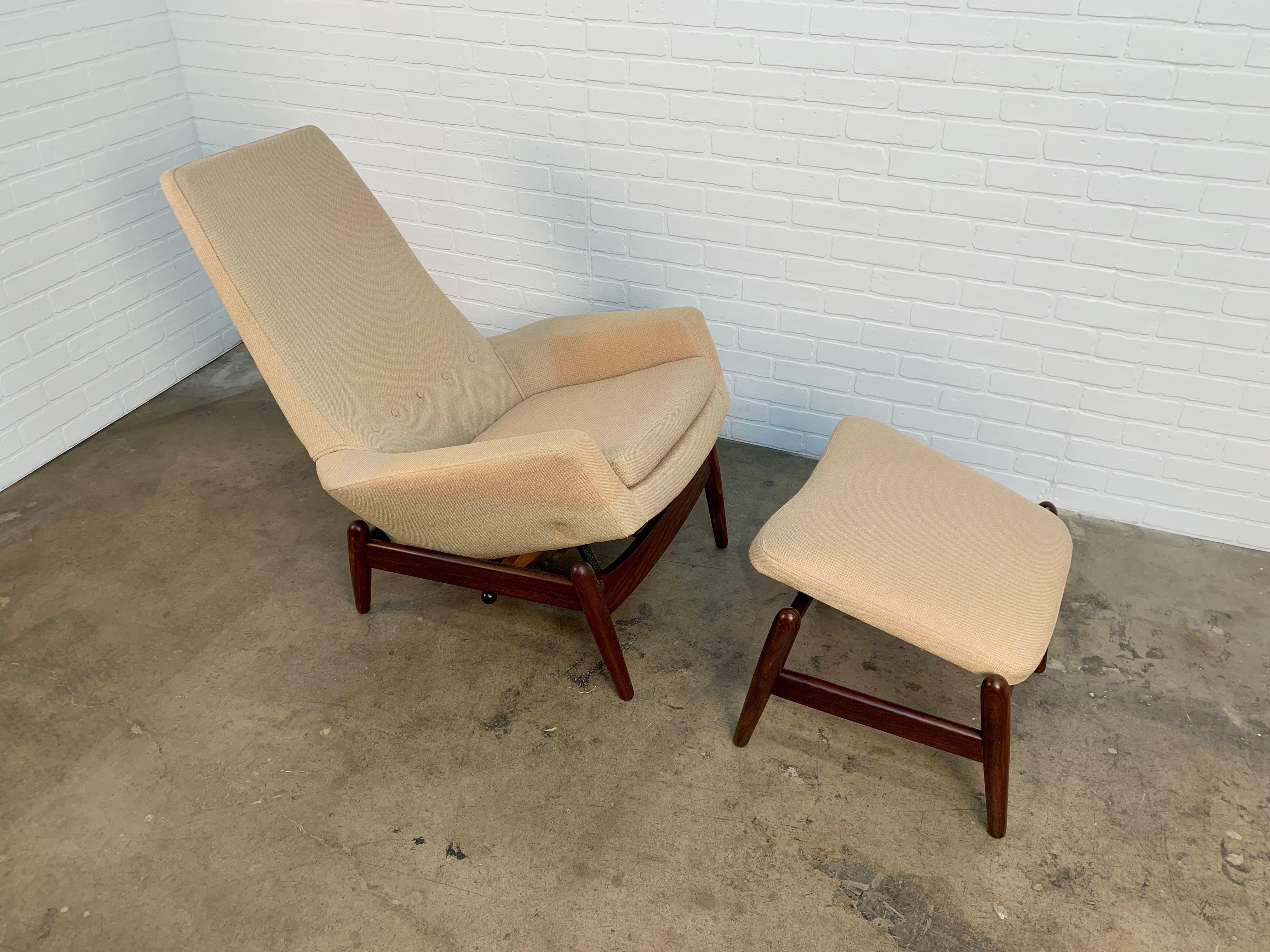 I.B. Kofod-Larsen High Back Lounge Chair Model PD30 with Ottoman, circa 1960 1