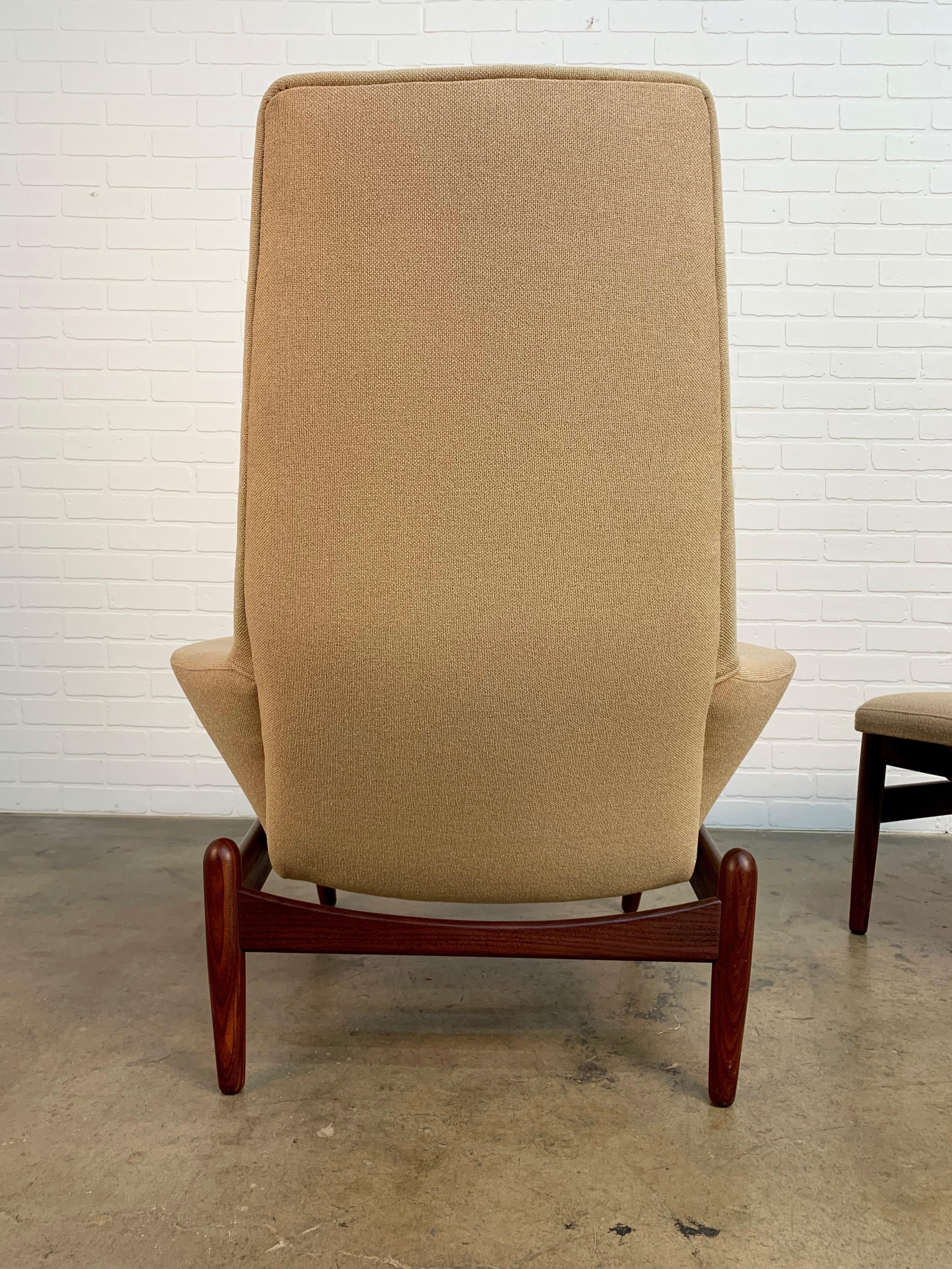 I.B. Kofod-Larsen High Back Lounge Chair Model PD30 with Ottoman, circa 1960 In Good Condition In Denton, TX
