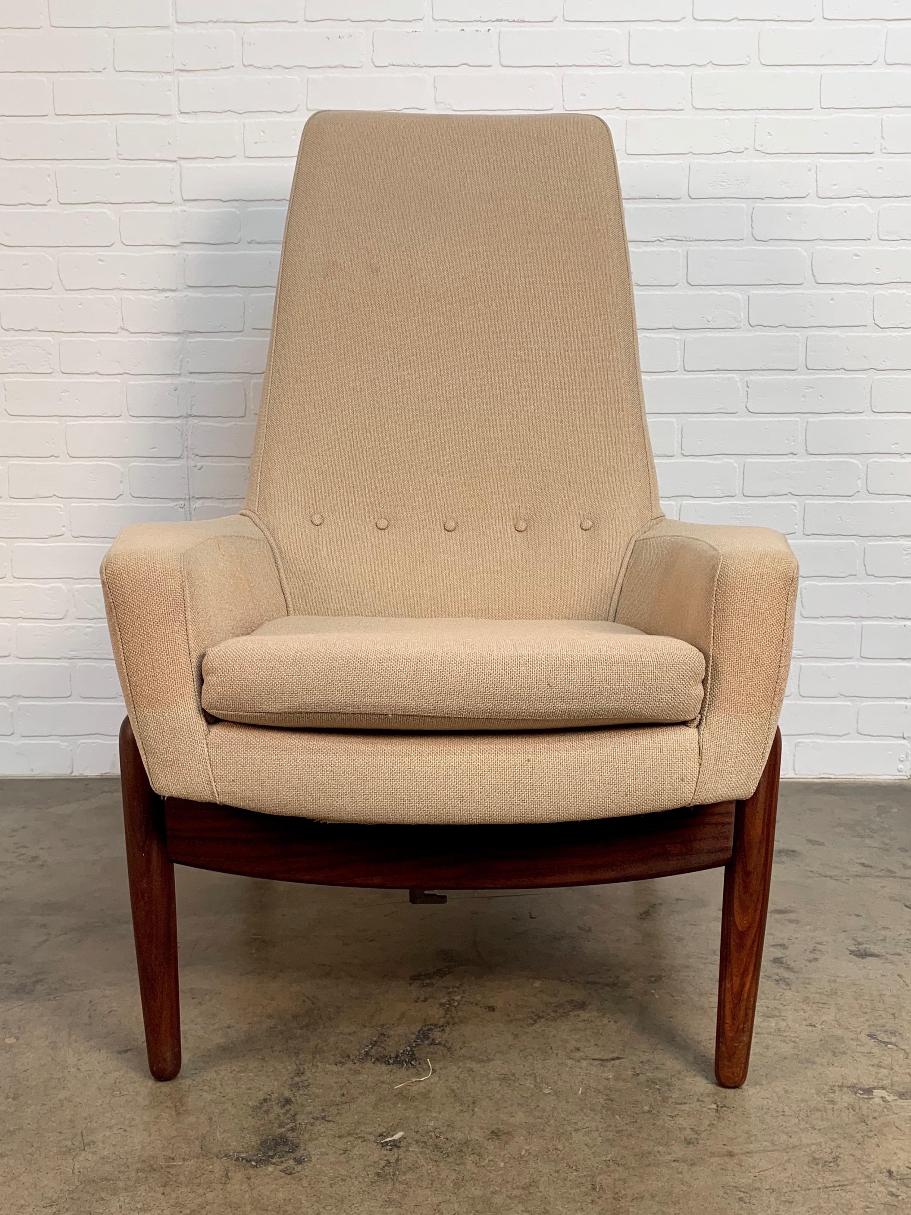20th Century I.B. Kofod-Larsen High Back Lounge Chair Model PD30 with Ottoman, circa 1960