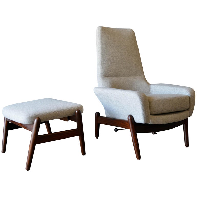 I.B. KofodLarsen High Back Lounge Chair Model PD30 with Ottoman, circa