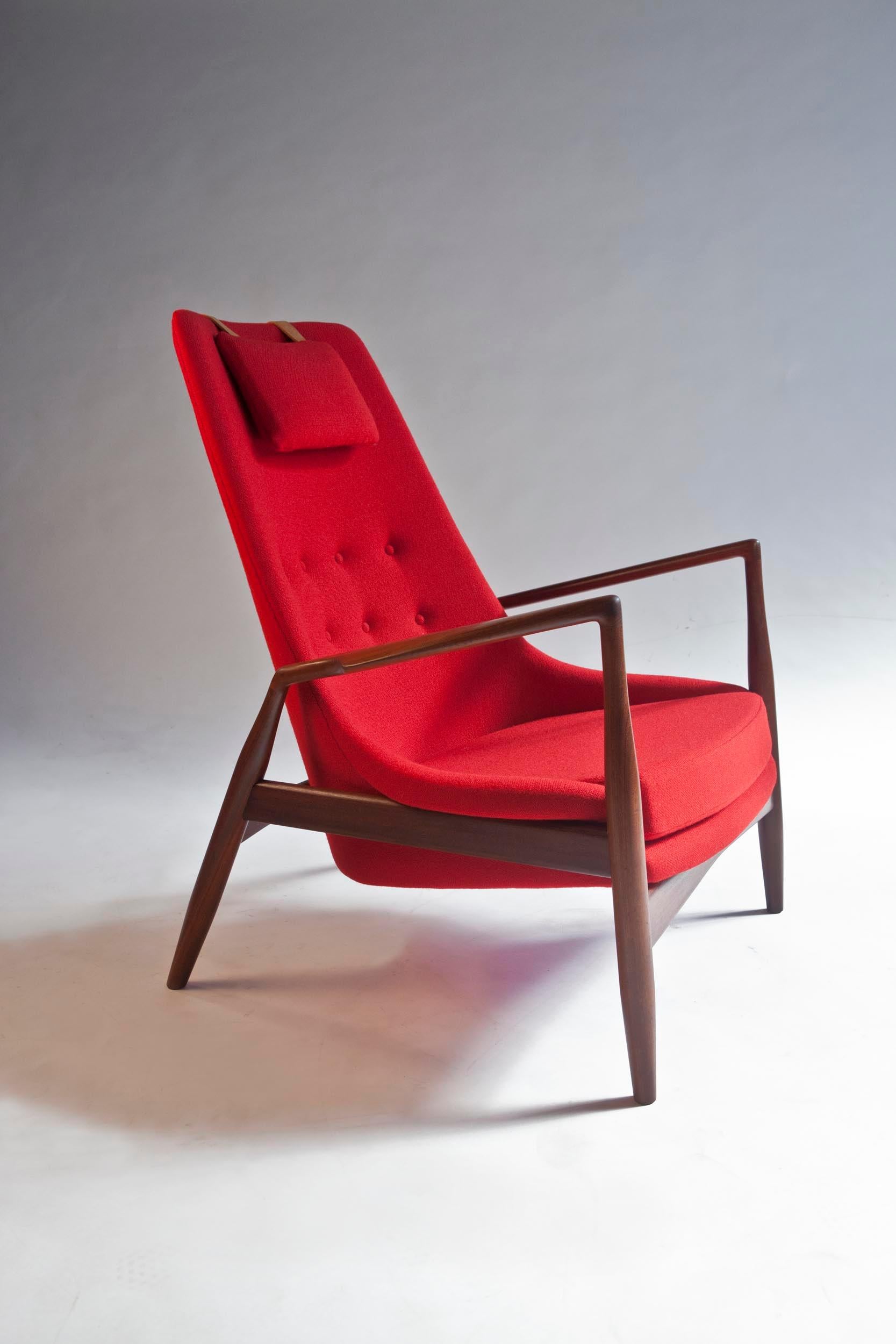 Ib Kofod-Larsen High Back Seal Chair in Afrormosia Teak for OPE, Sweden, 1960s For Sale 2