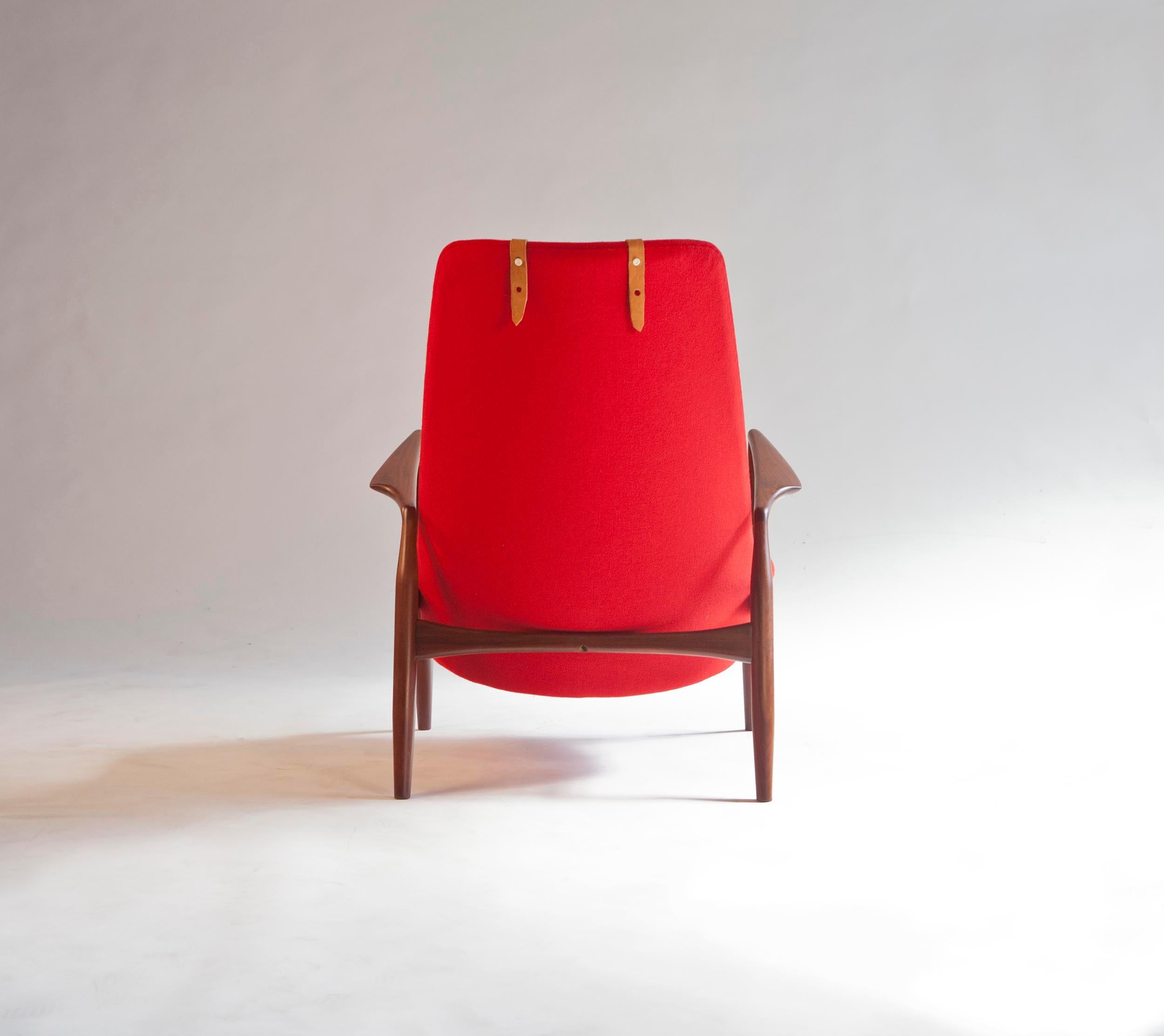 Suédois Chaise Sceau à haut dossier en teck Afrormosia d'Ib Kofod-Larsen pour OPE, Suède, années 1960 en vente