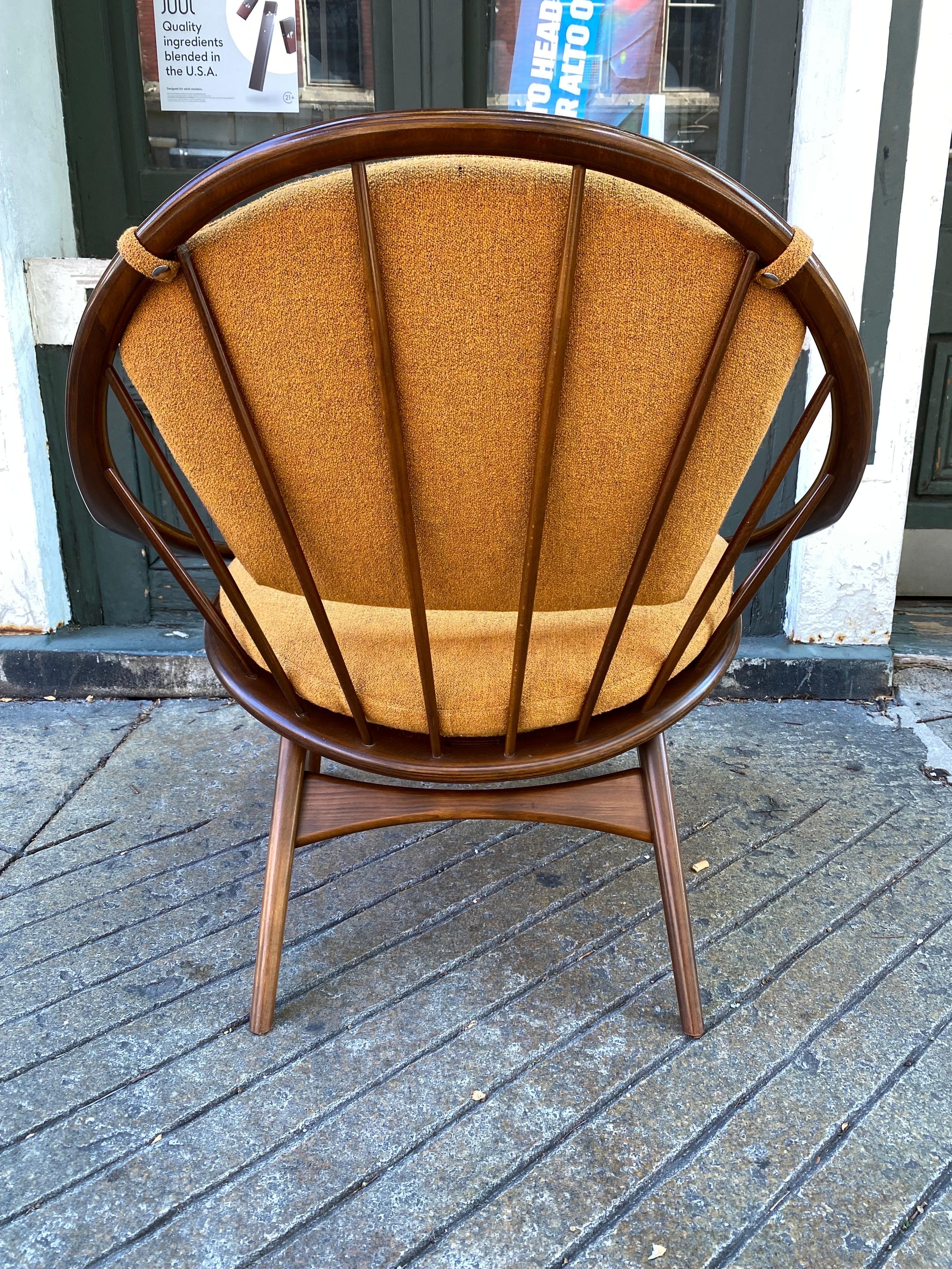 Ib Kofod Larsen Hoop Bentwood Lounge Chair.  Reupholstered about 10 years ago, and still in nice shape.  Looks good from every angle and comfortable!