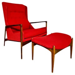 Ib Kofod-Larsen Lounge Chair and Ottoman, Denmark 1960