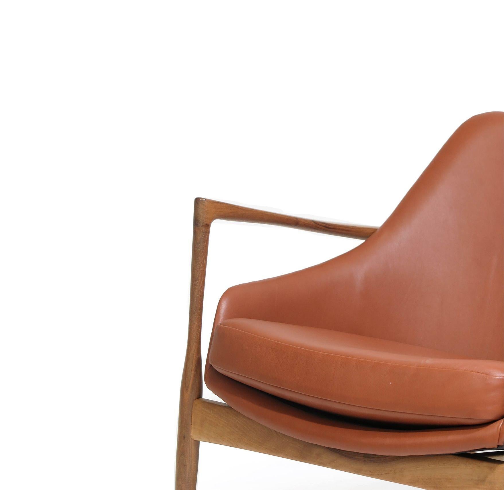 Danish Ib Kofod Larsen Lounge Chair in Leather For Sale