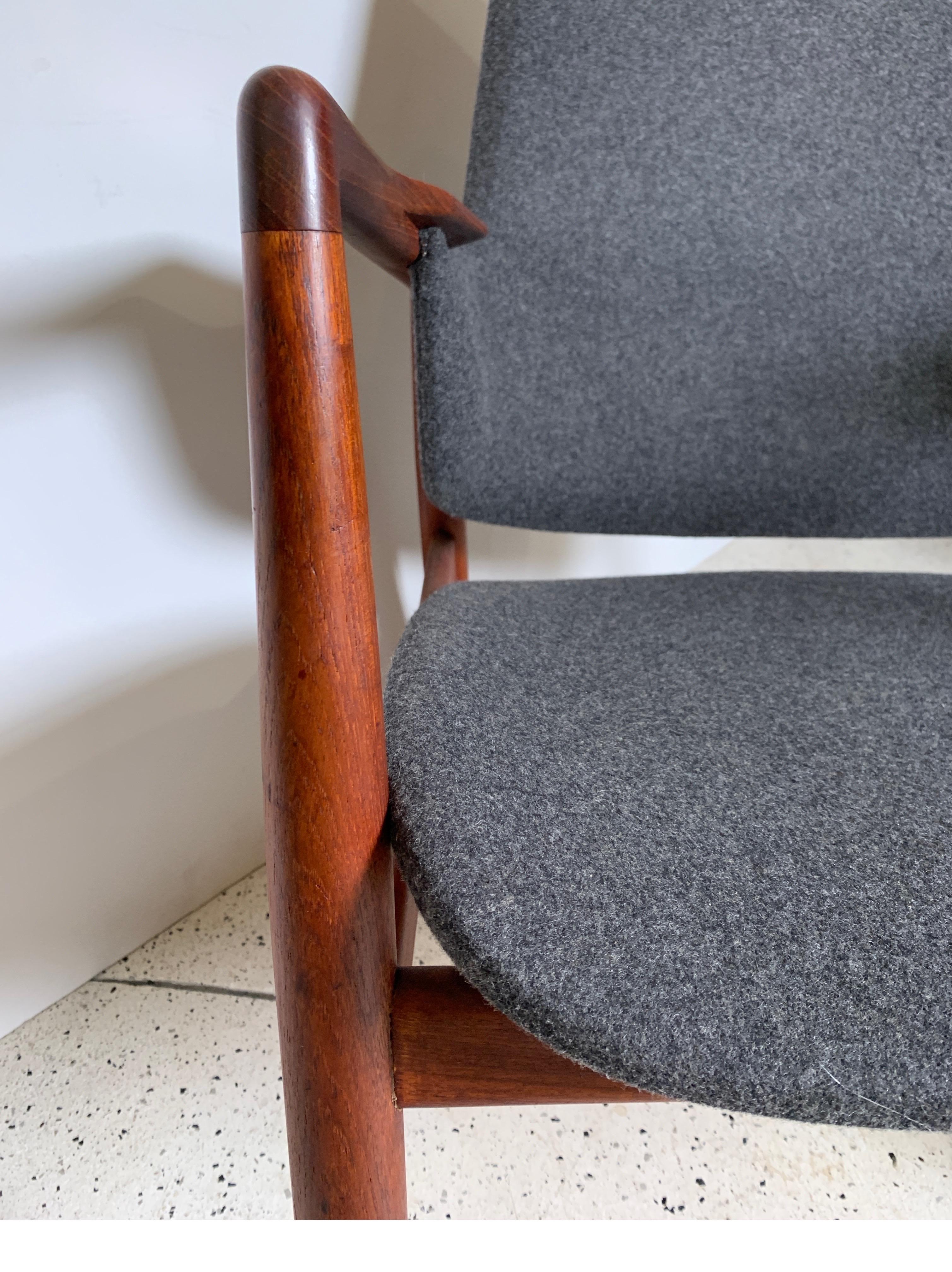 Wool Ib Kofod Larsen Lounge Chair in Teak by Carlo Gahrn for Bovirke, Denmark, 1953