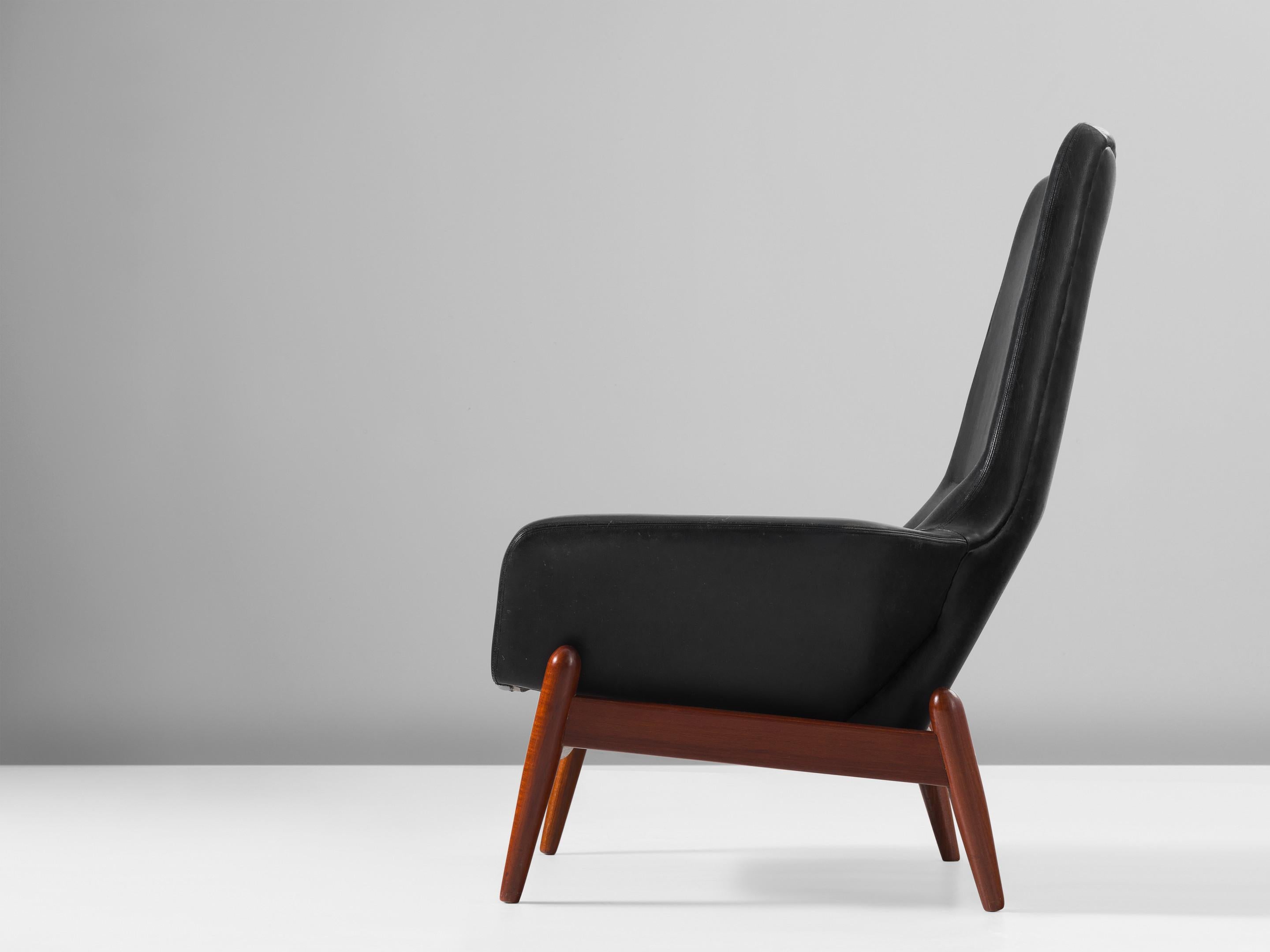 Mid-20th Century Ib Kofod-Larsen Lounge Chair Model 'PD30' in Teak and Leather  For Sale