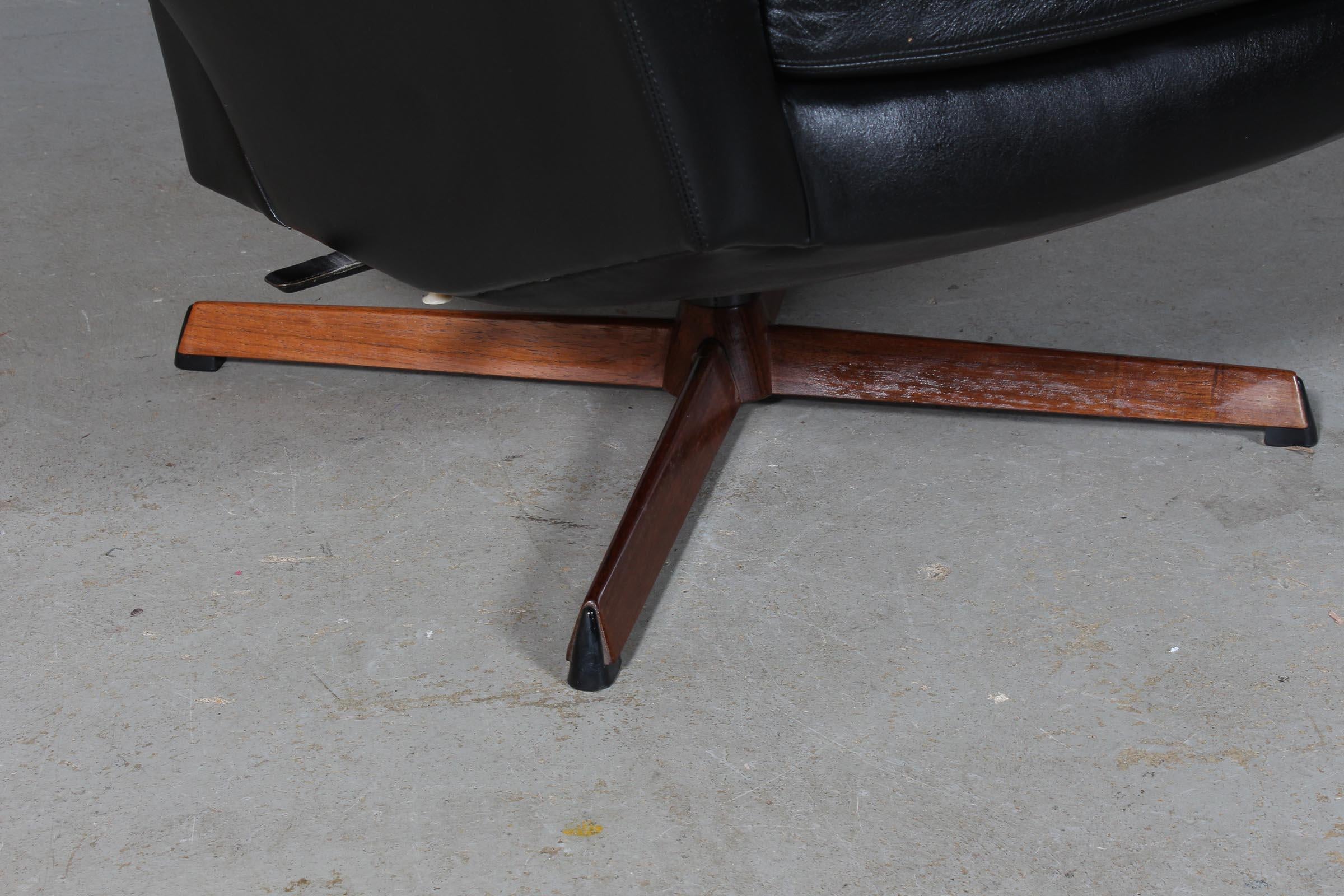 Leather Ib Kofod-Larsen Lounge Chair with Ottoman