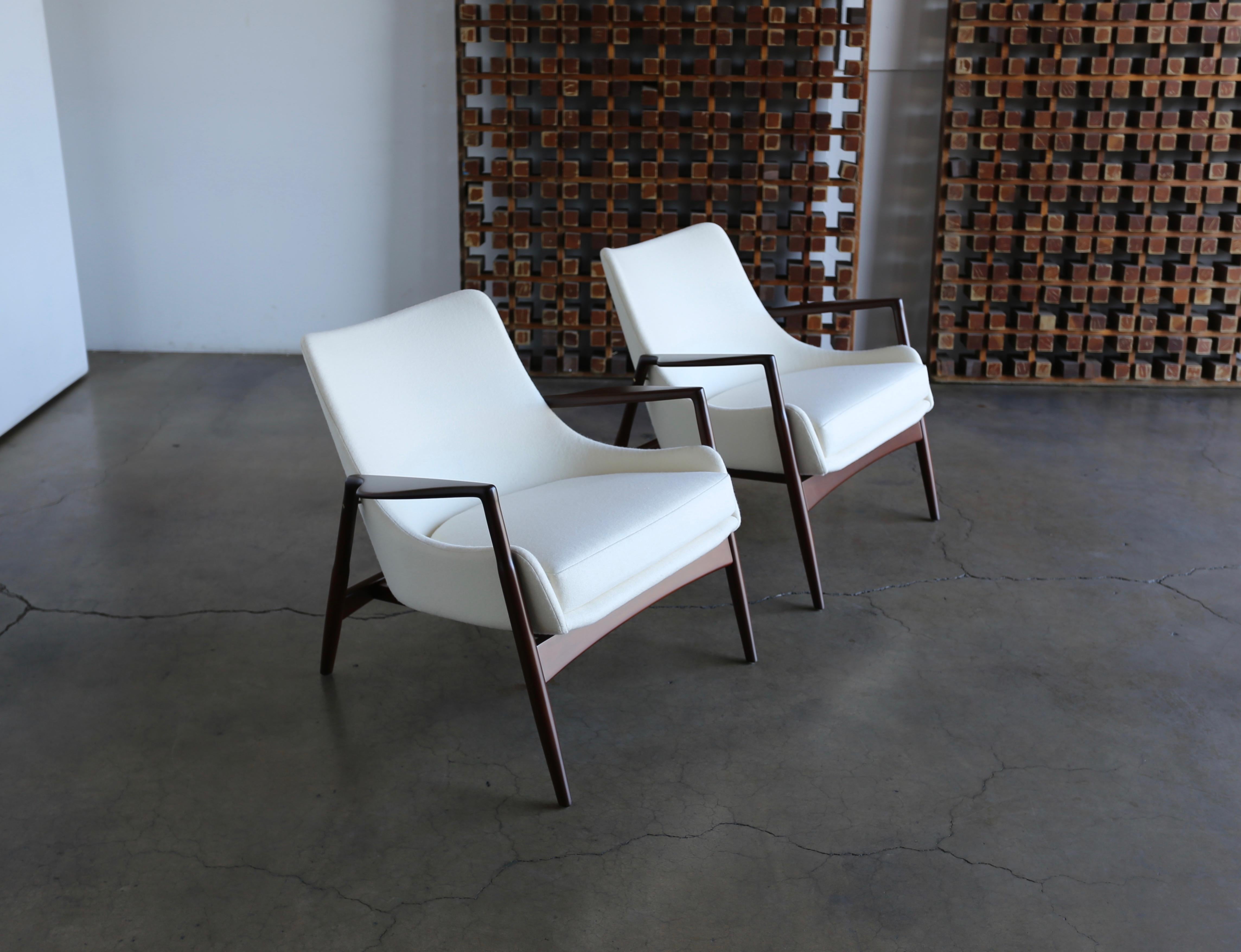Danish Ib Kofod-Larsen Lounge Chairs for Selig, circa 1955