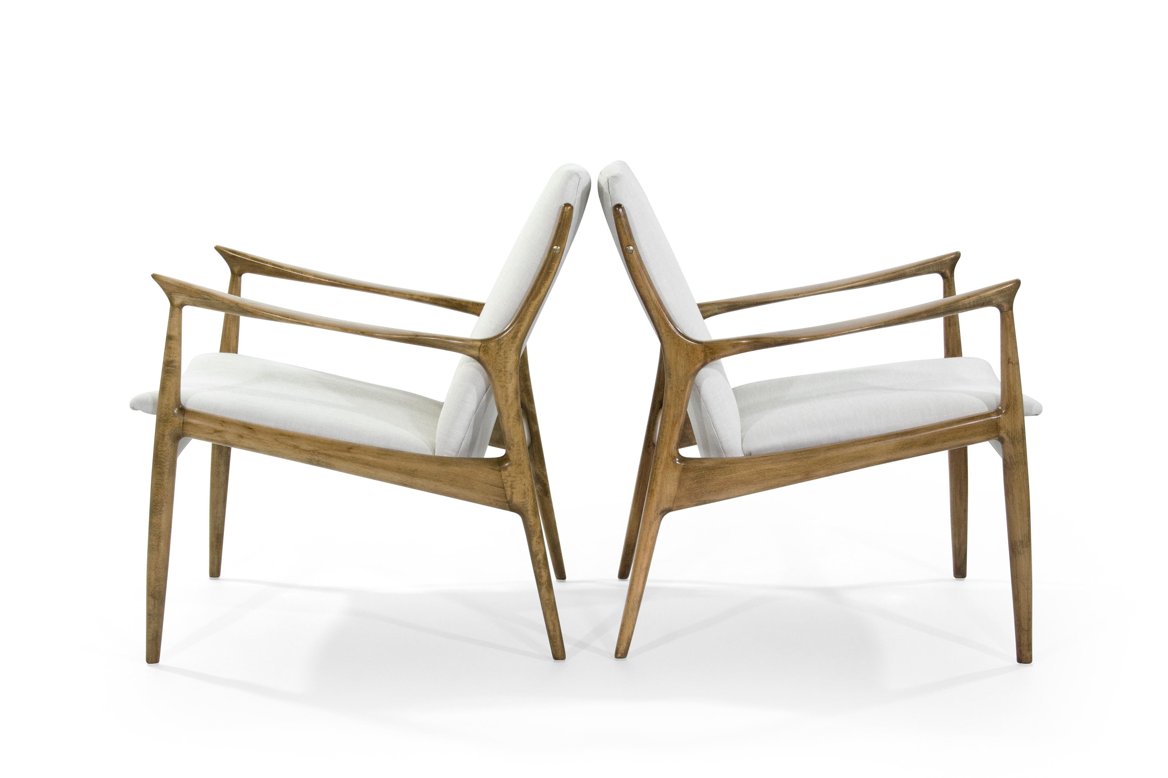 Danish Ib Kofod-Larsen Lounge Chairs in Linen