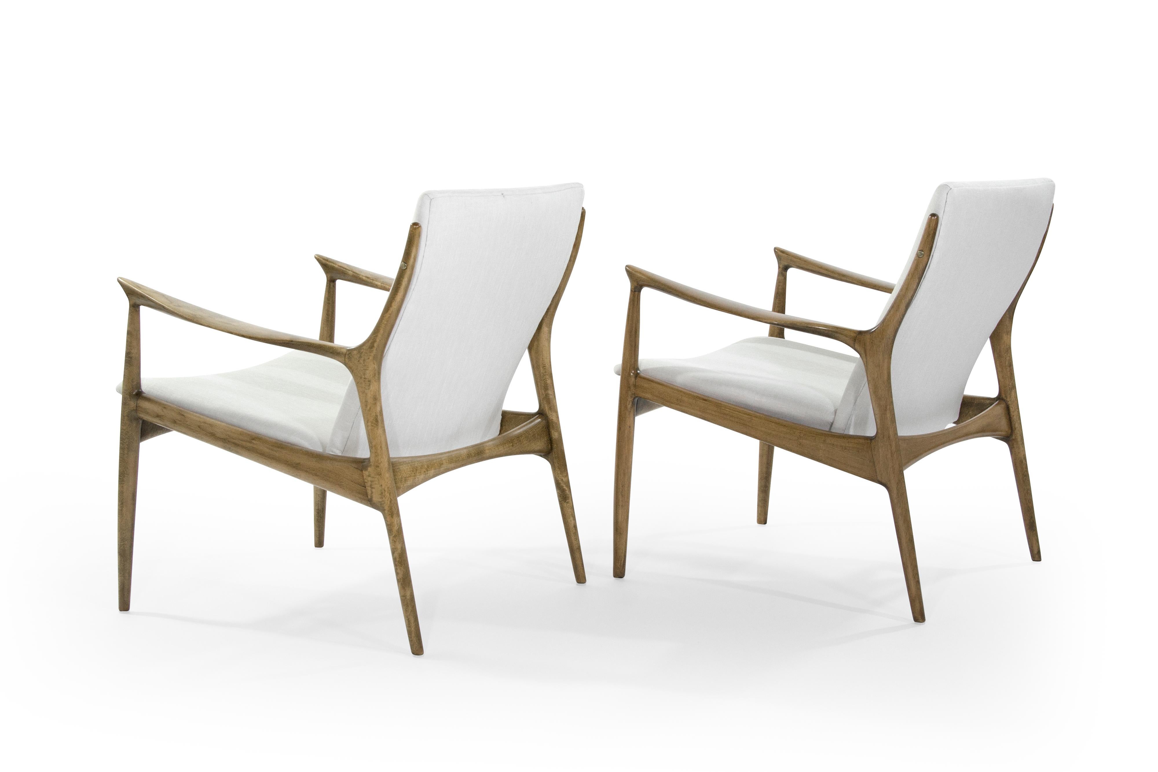 20th Century Ib Kofod-Larsen Lounge Chairs in Linen