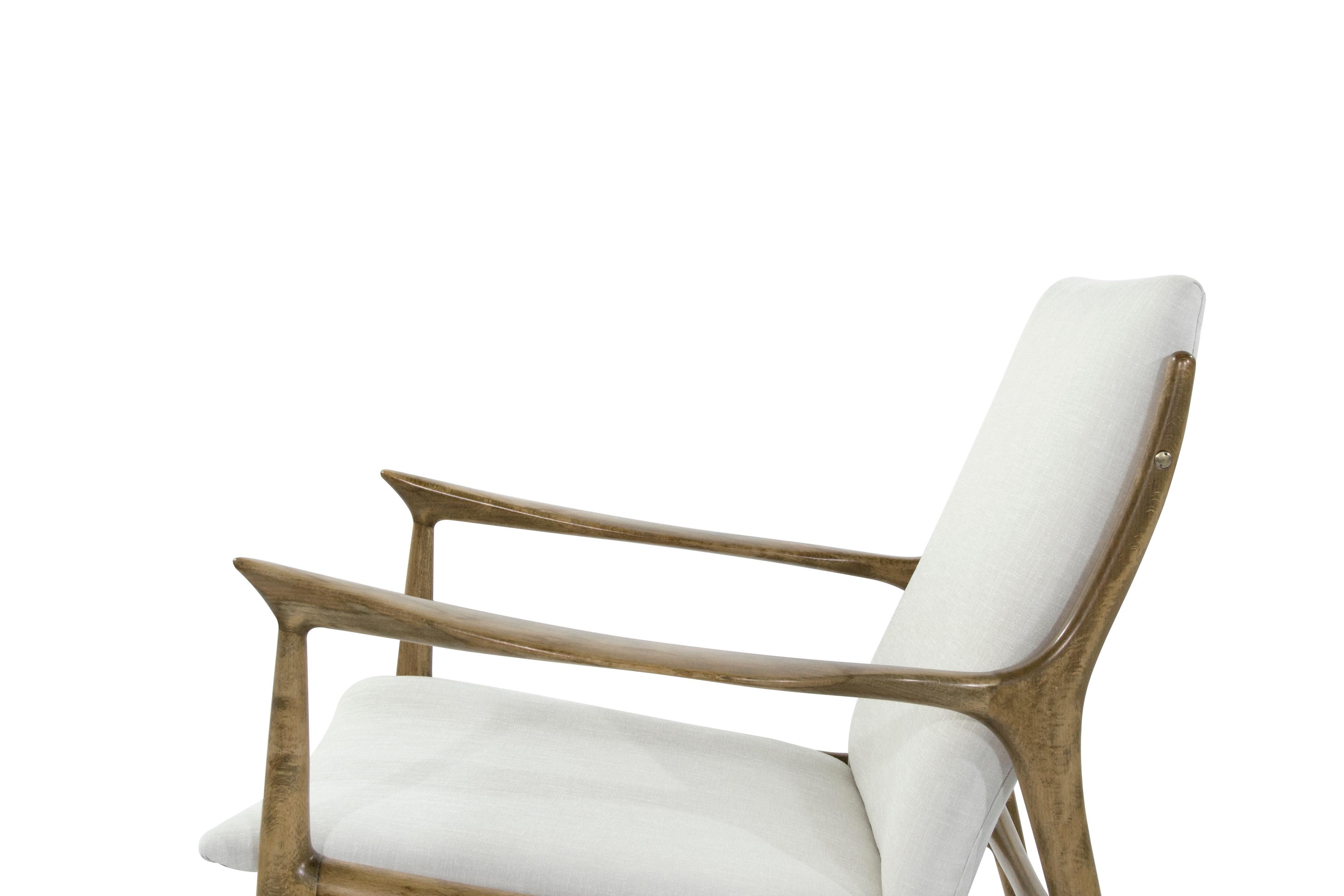 Beech Ib Kofod-Larsen Lounge Chairs in Linen