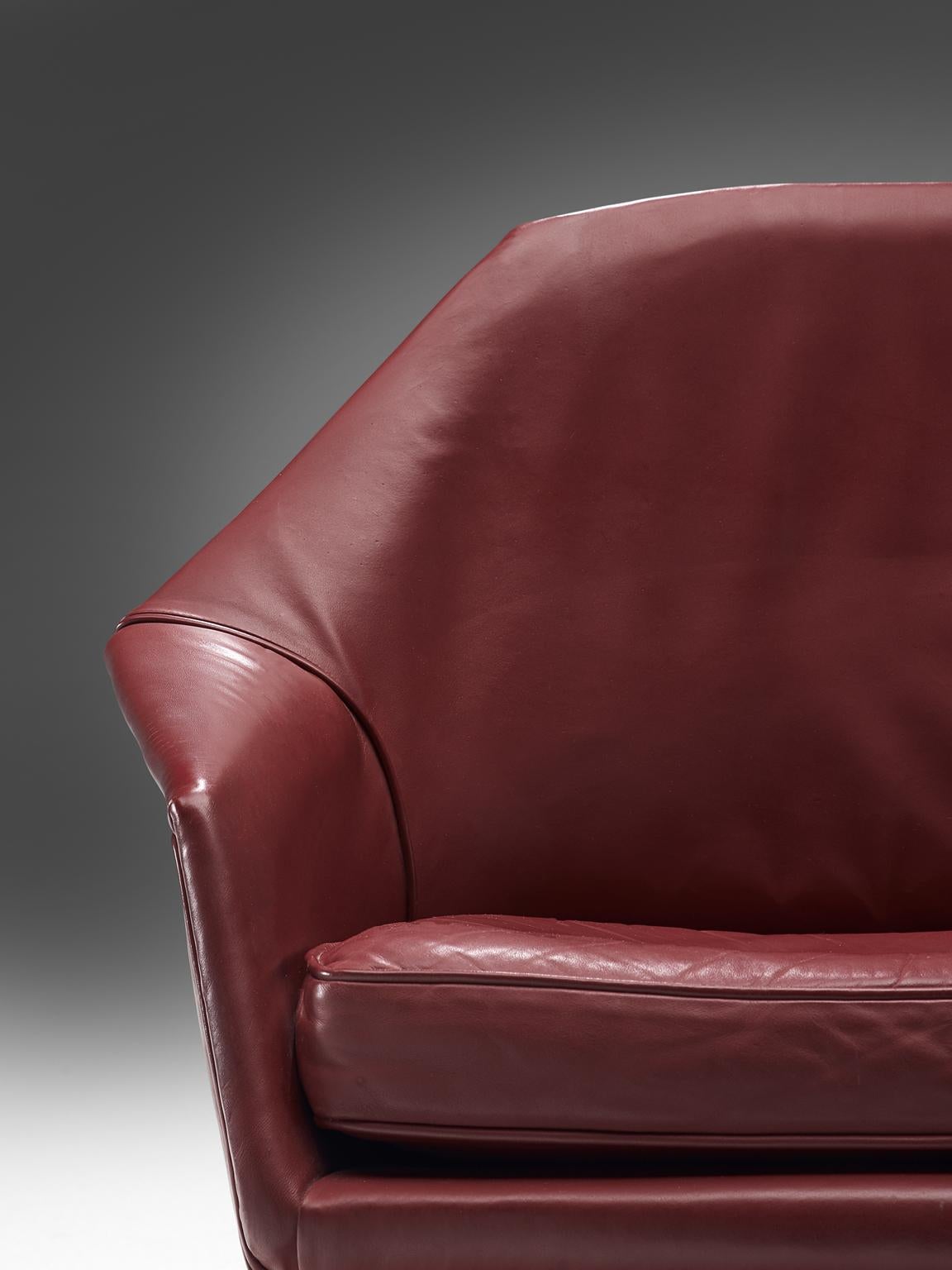 Mid-20th Century Ib Kofod-Larsen Lounge Chairs in Rosewood and Burgundy Leather