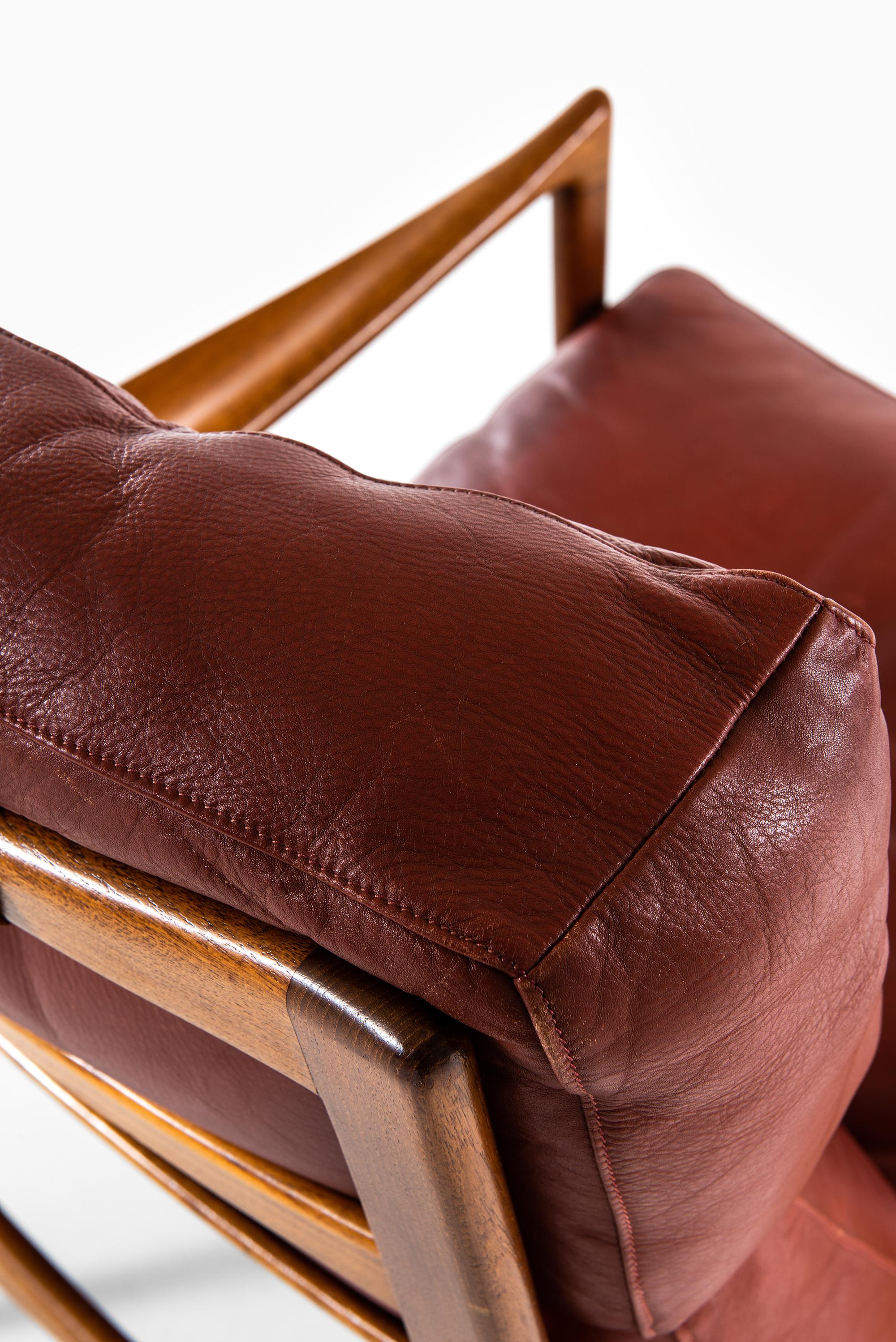 Leather Ib Kofod-Larsen Örenäs easy chair produced by OPE in Sweden