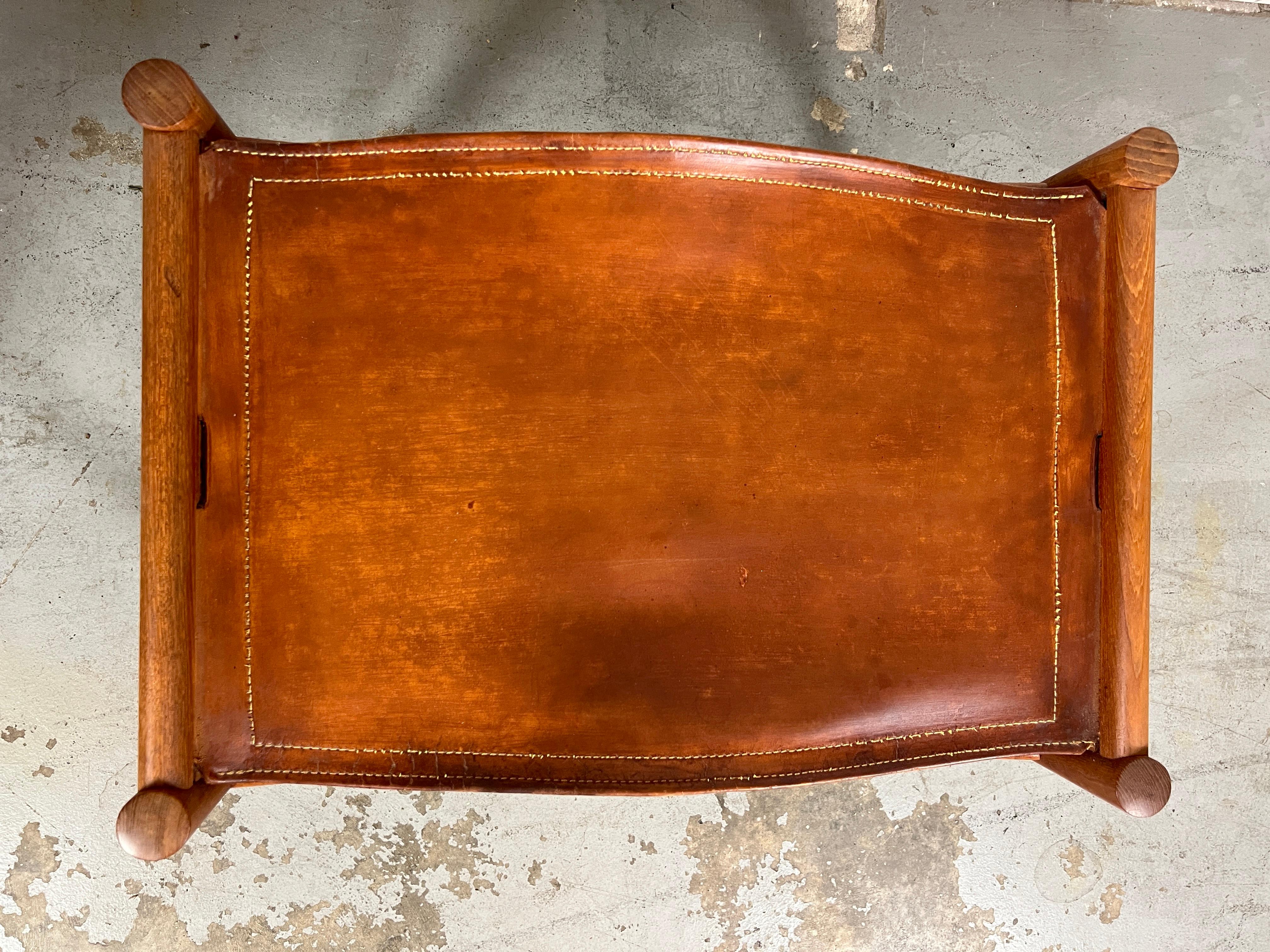 Leather Ib Kofod-Larsen Ottoman for Povl Dinesen For Sale