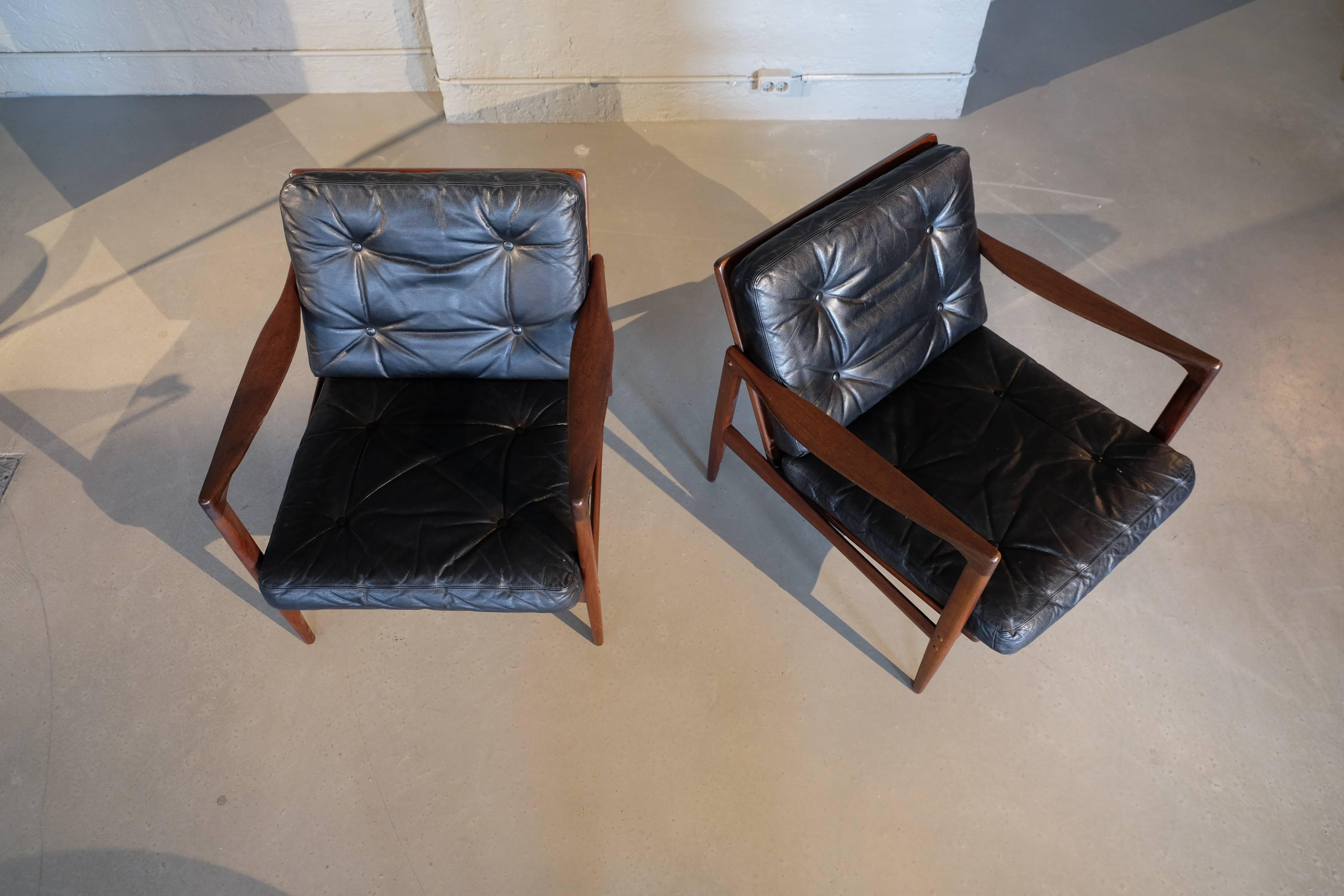 Scandinavian Modern Ib Kofod-Larsen Pair of Easy Chairs Model Kandidaten, 1960s