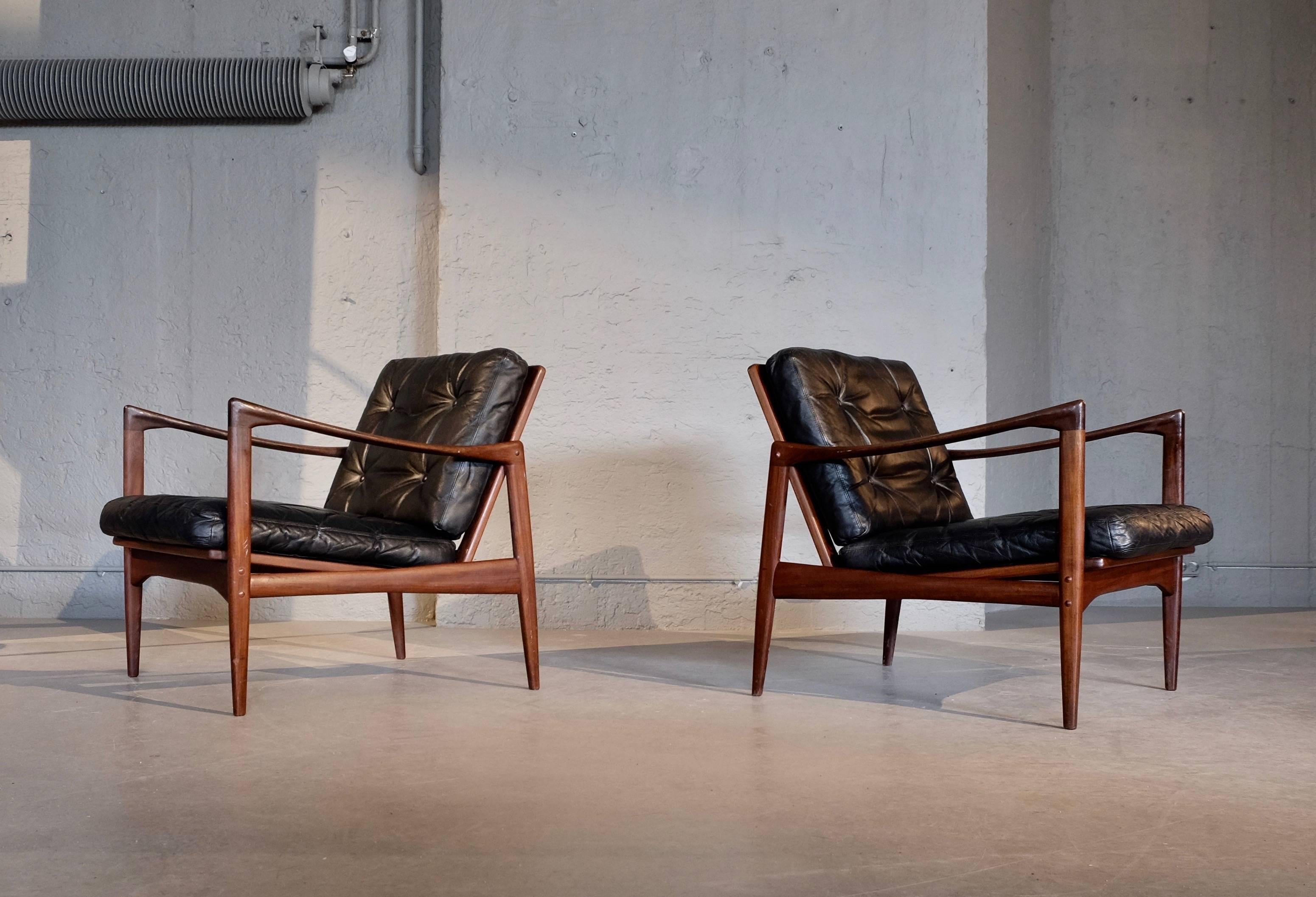 Swedish Ib Kofod-Larsen Pair of Easy Chairs Model Kandidaten, 1960s