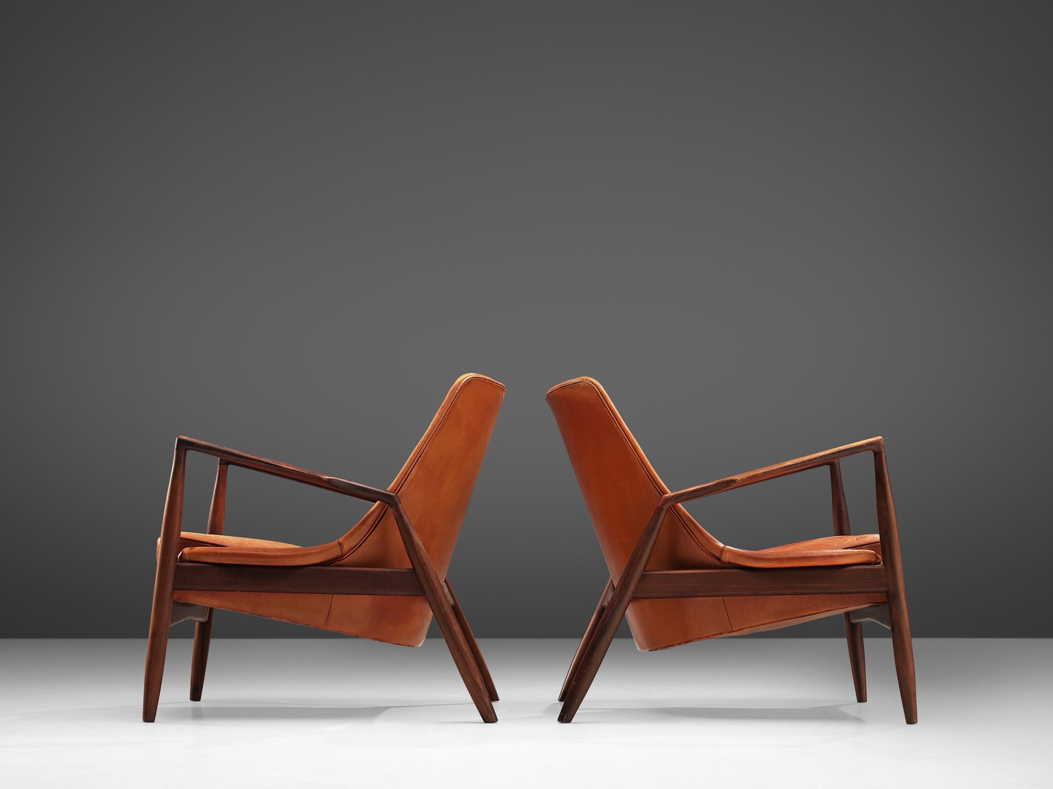 Ib Kofod-Larsen Pair of 'Seal' Chairs in Original Leather 4