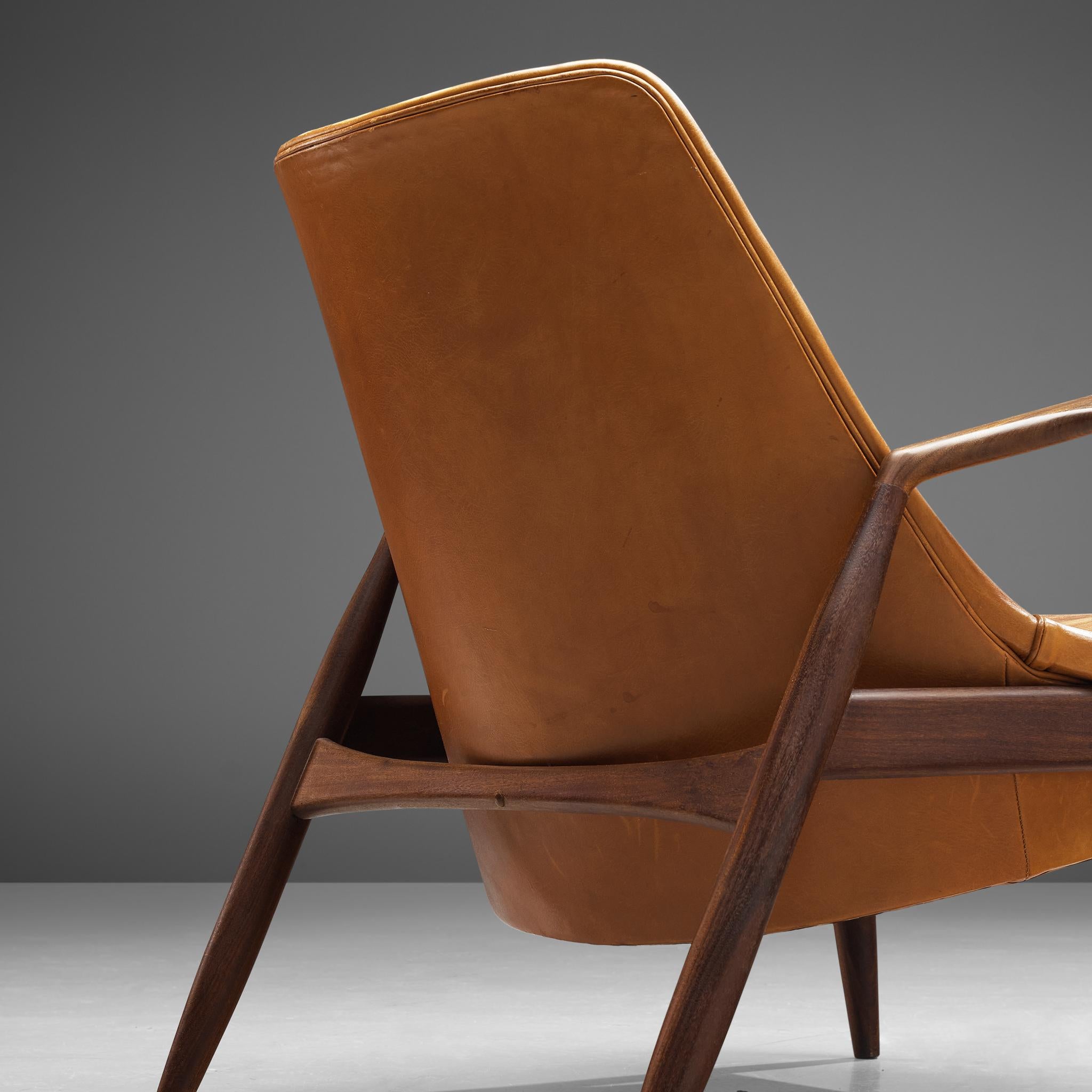 Mid-Century Modern Ib Kofod-Larsen Pair of 'Seal' Chairs in Original Leather