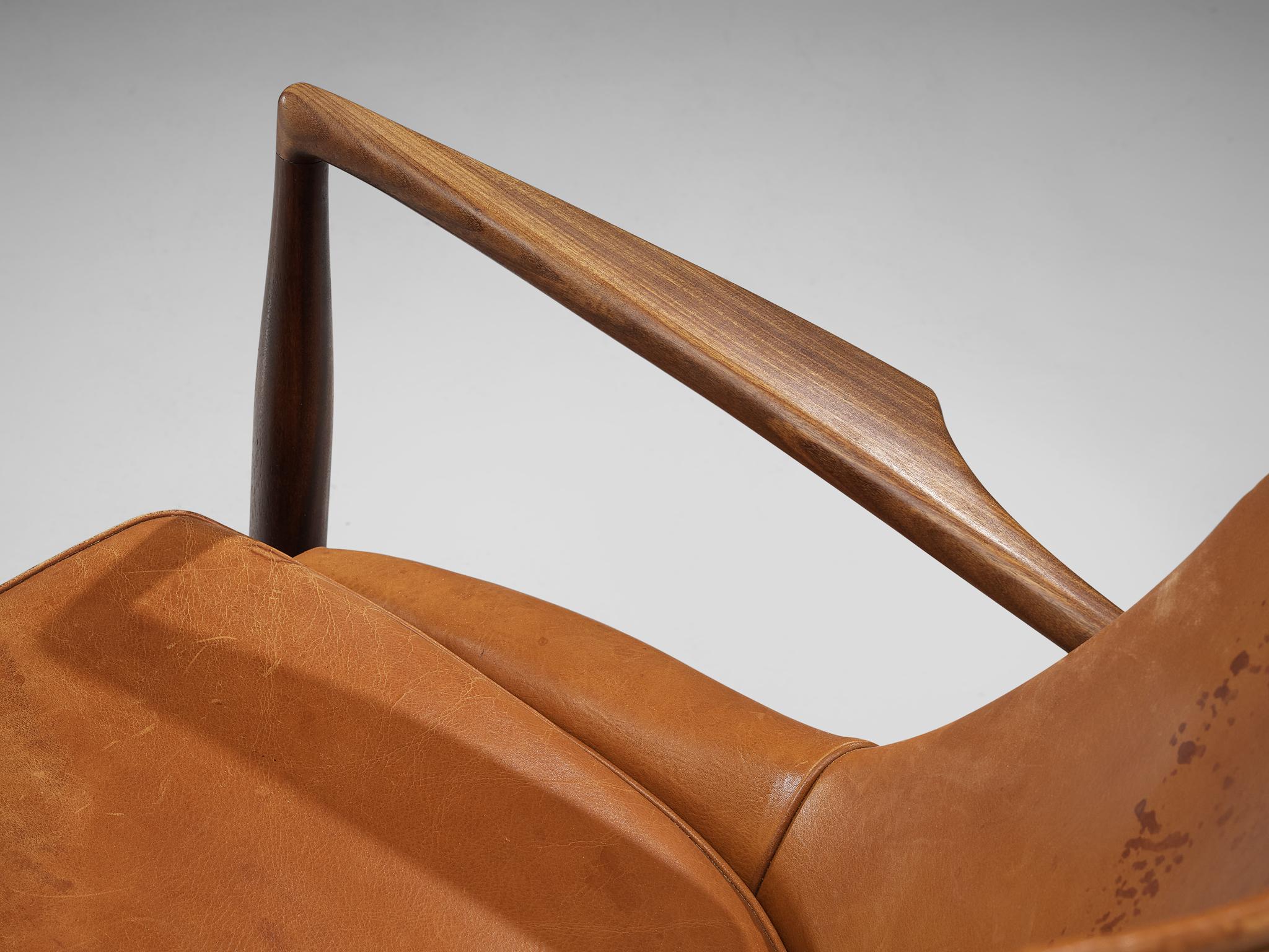 Teak Ib Kofod-Larsen Pair of 'Seal' Chairs in Original Leather